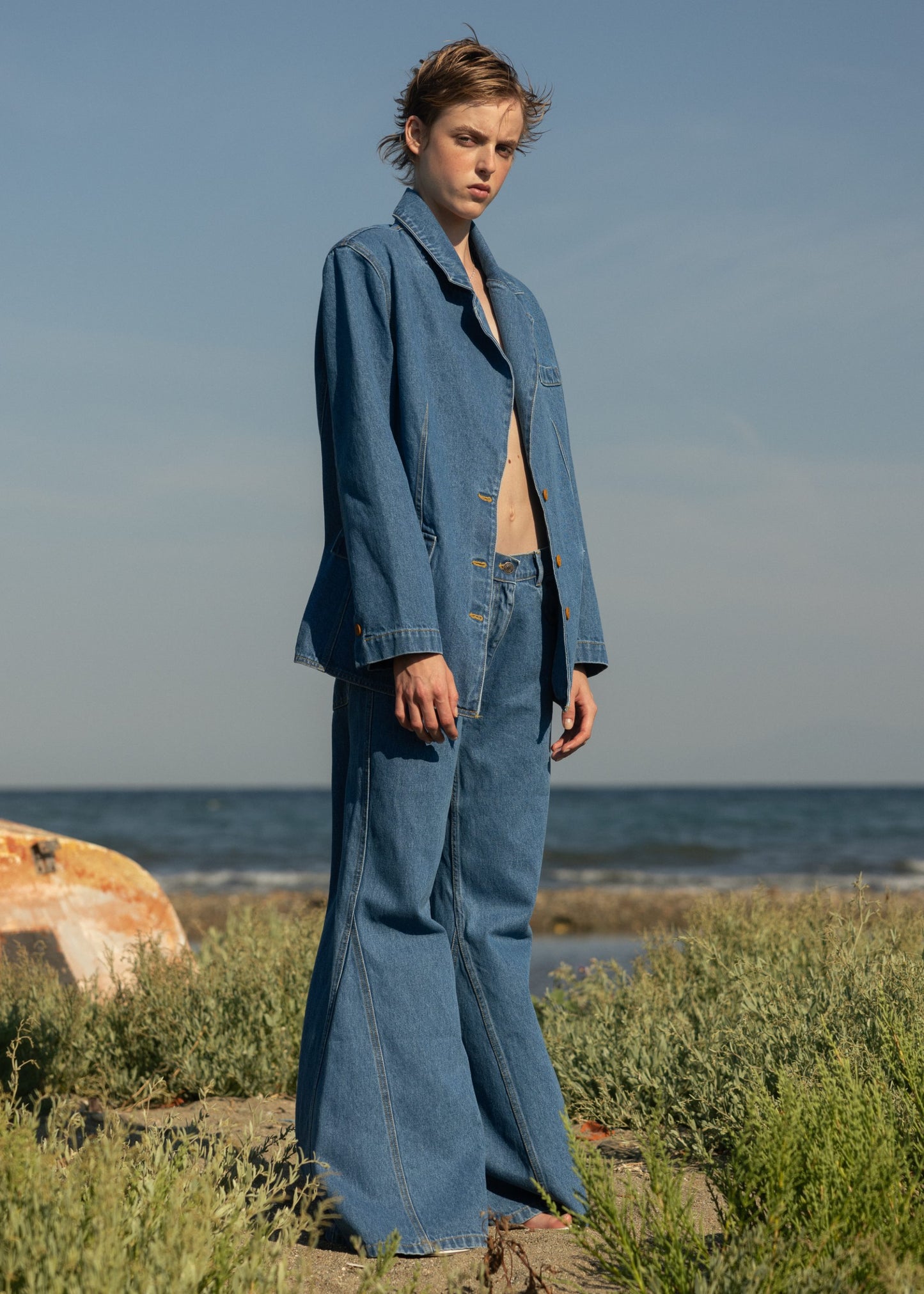 esthé denim oversized blazer