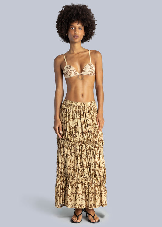 esthé ruched drawstring midi skirt