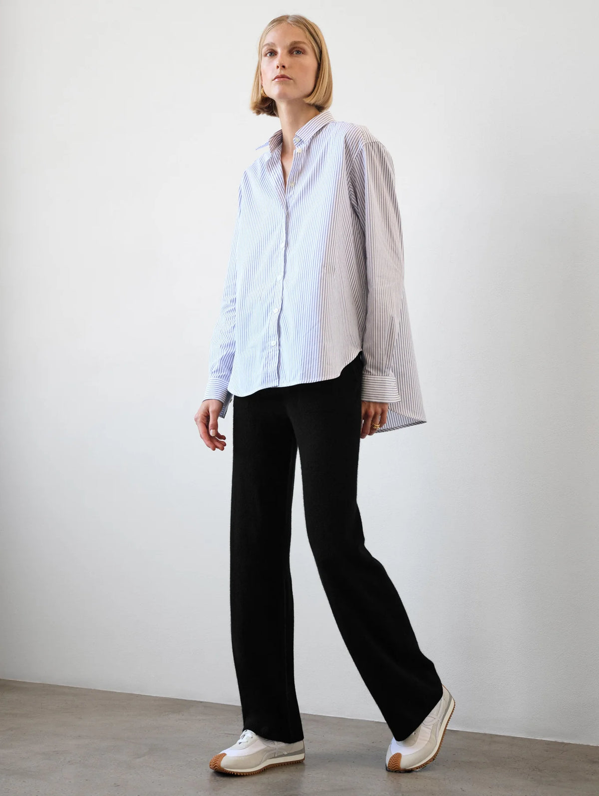 preloved white+warren cashmere v-neck tank & wide leg pant set
