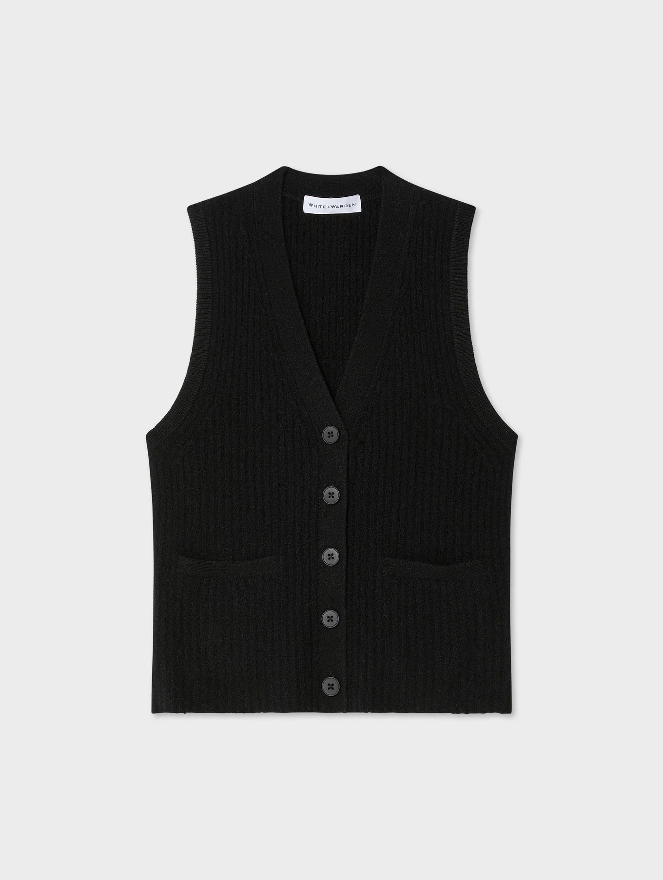 white+warren cashmere ribbed button vest