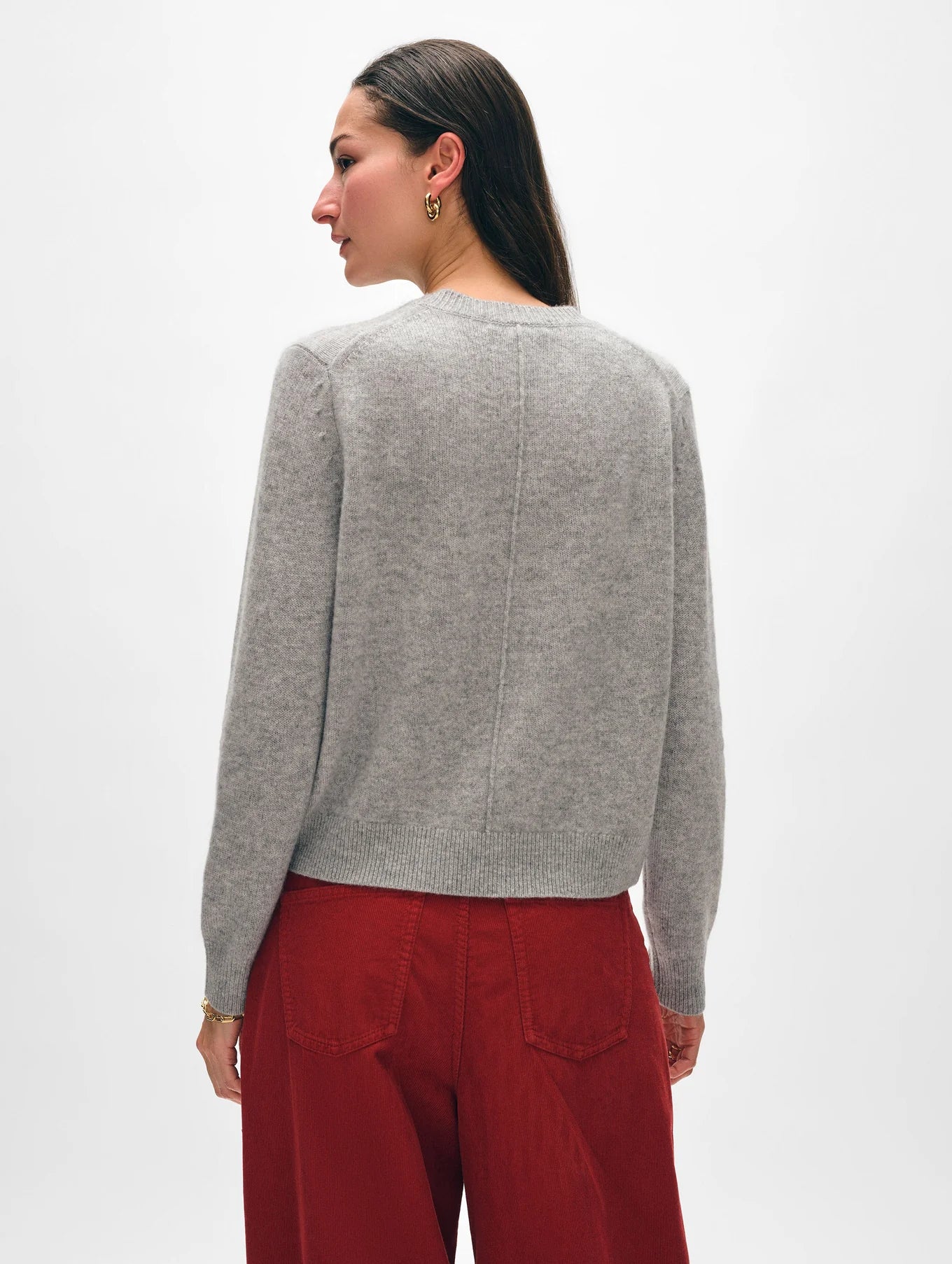 preloved white+warren cashmere rib trim crewneck