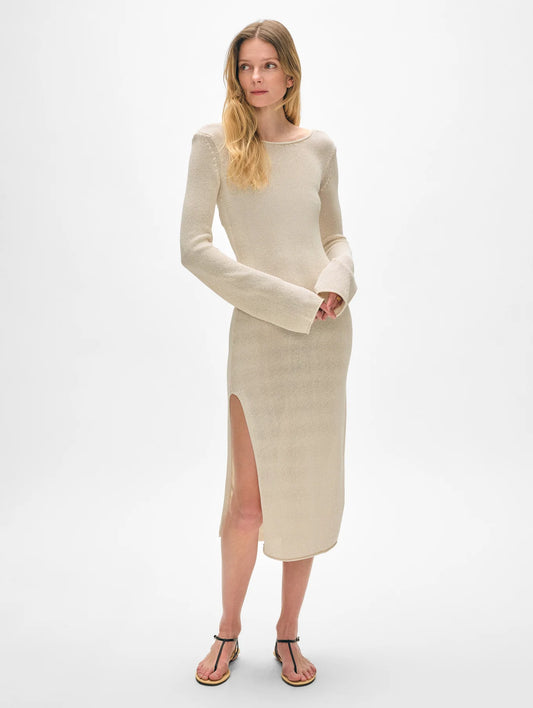 white+warren organic cotton tape fluted cover-up dress