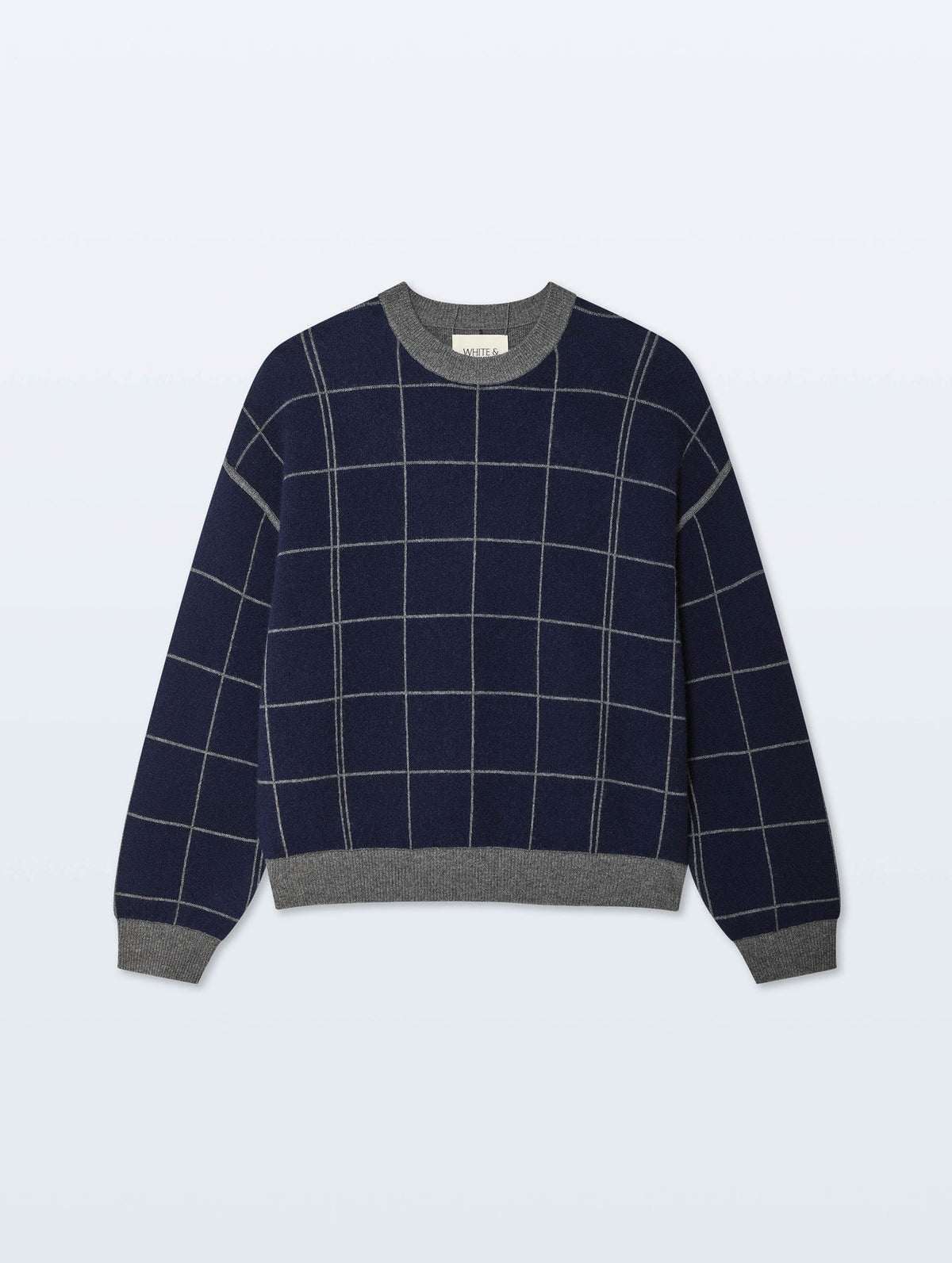 white+warren reversible cashmere blend windowpane sweatshirt