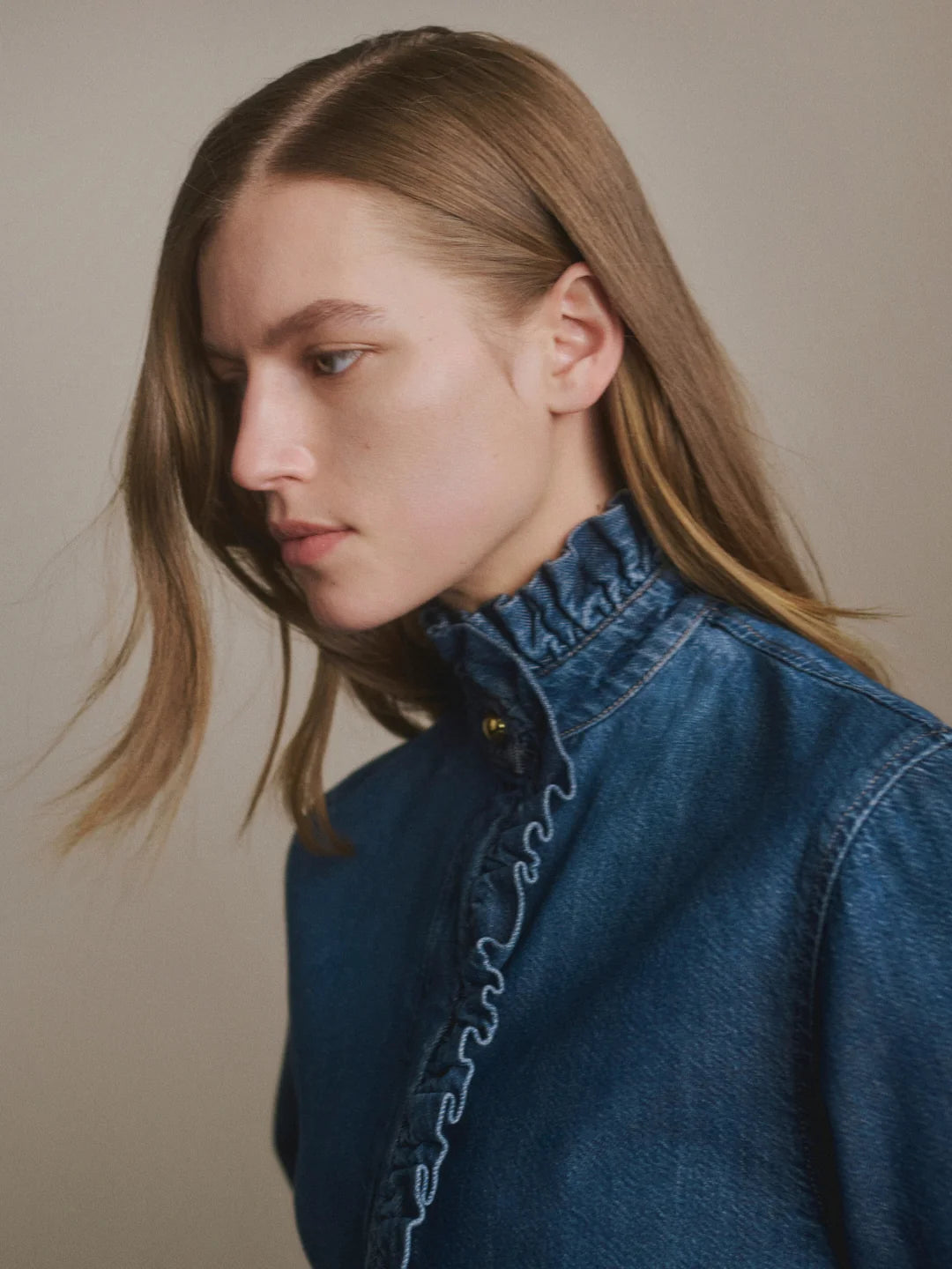 dl1961 ruffle denim shirt