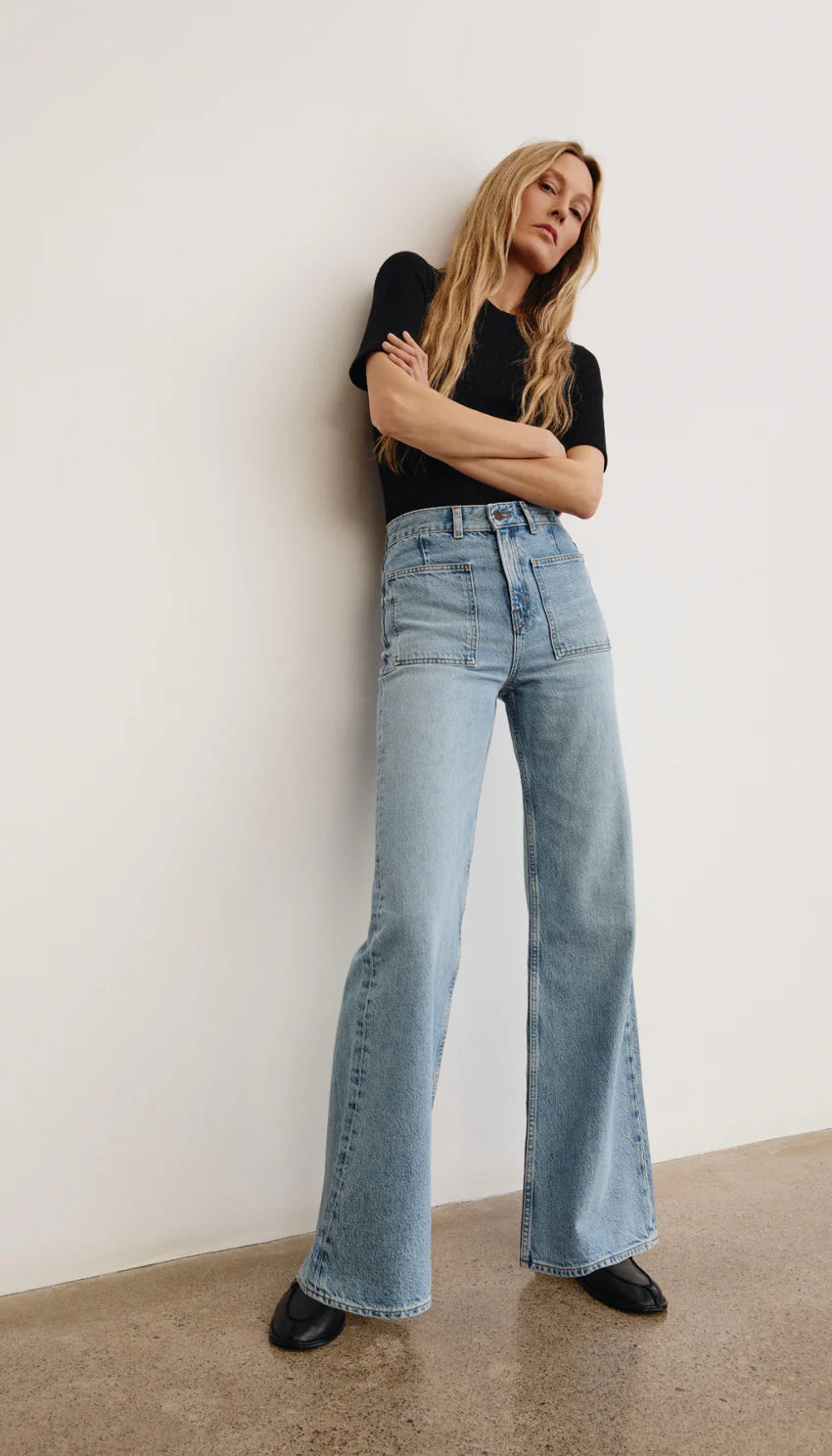 smythe dove high rise wide leg jean