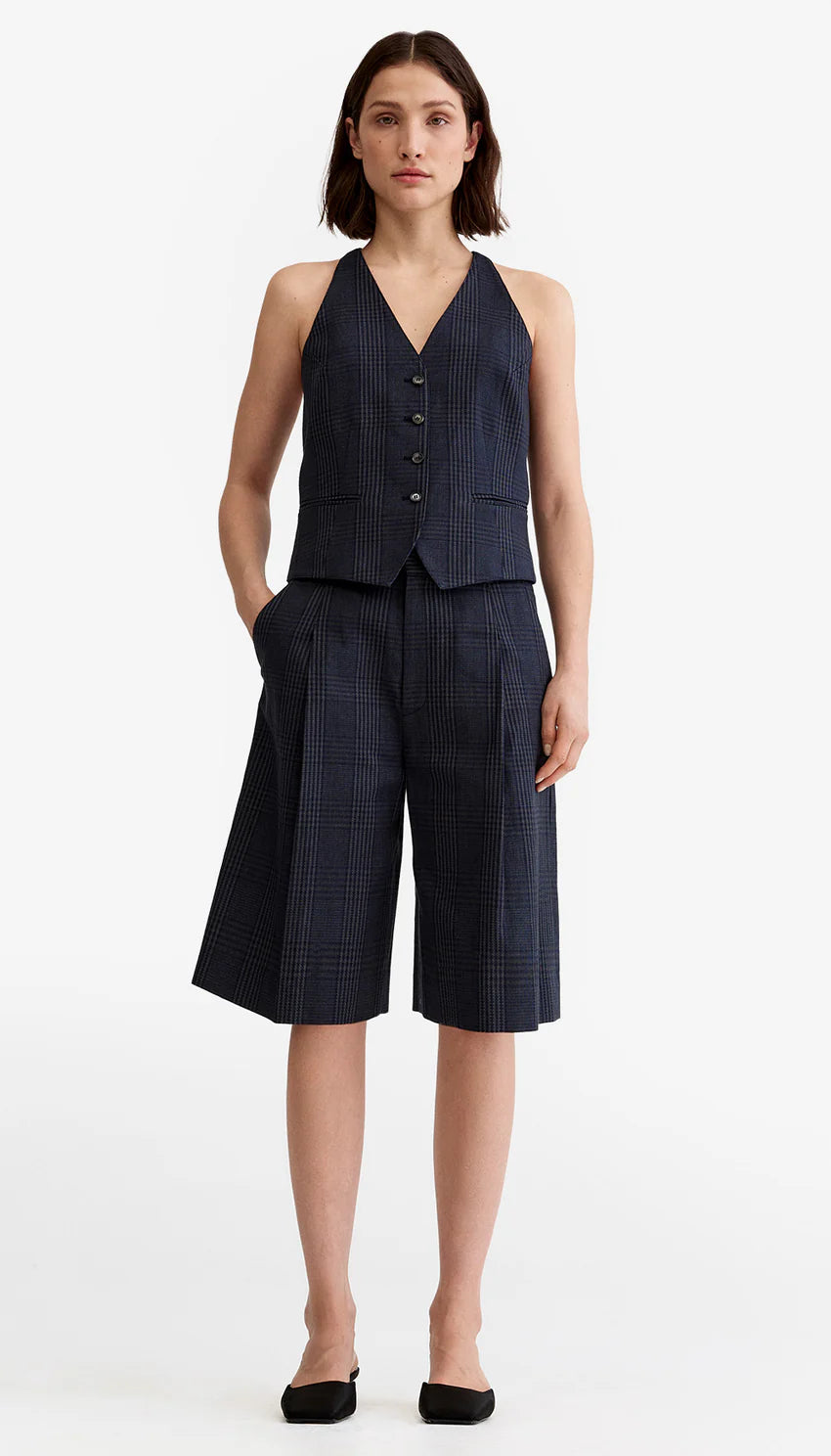 smythe pleated long short