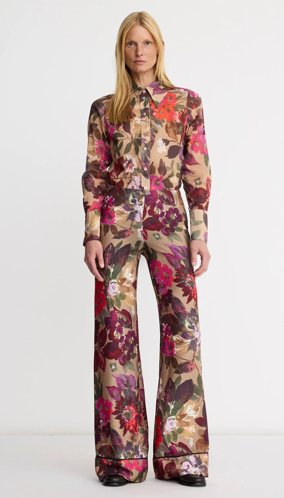 smythe piped side-zip palazzo pant