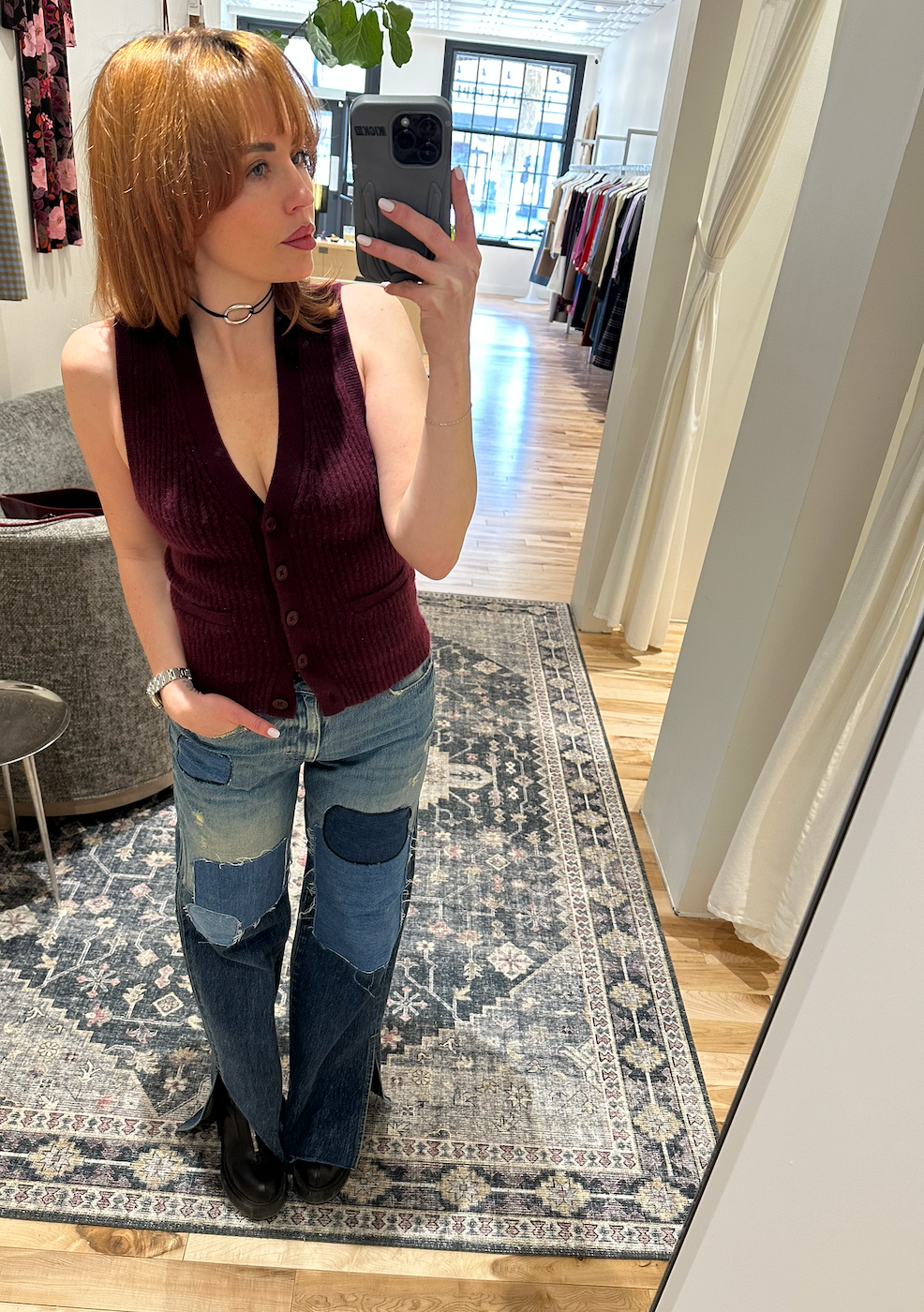 white+warren cashmere ribbed button vest