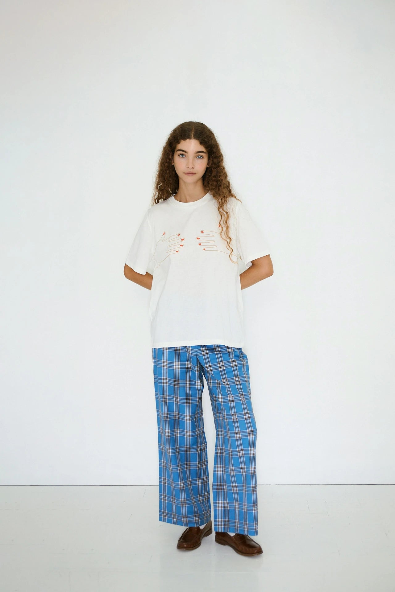 the tiny big sister check wide trouser