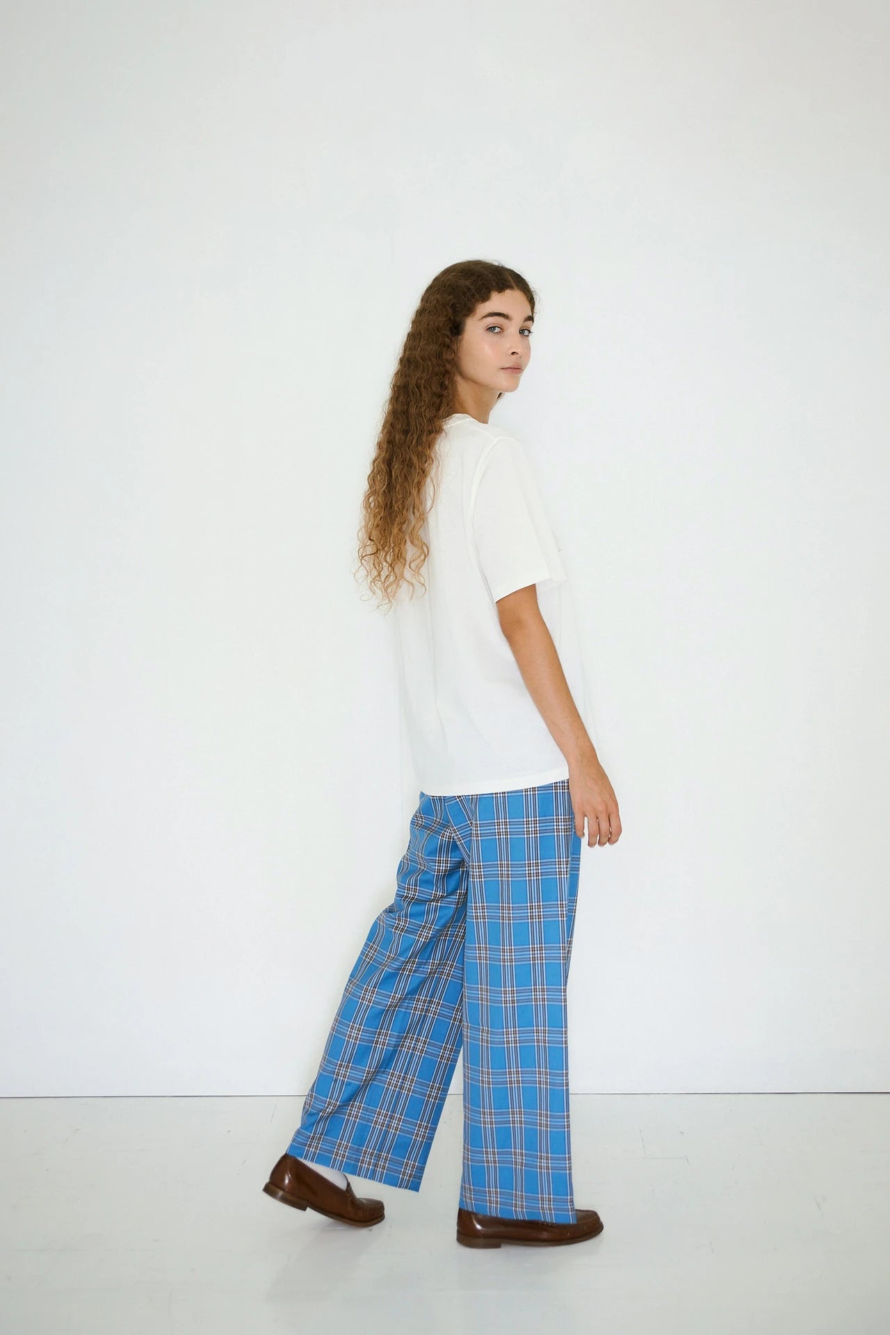 the tiny big sister check wide trouser
