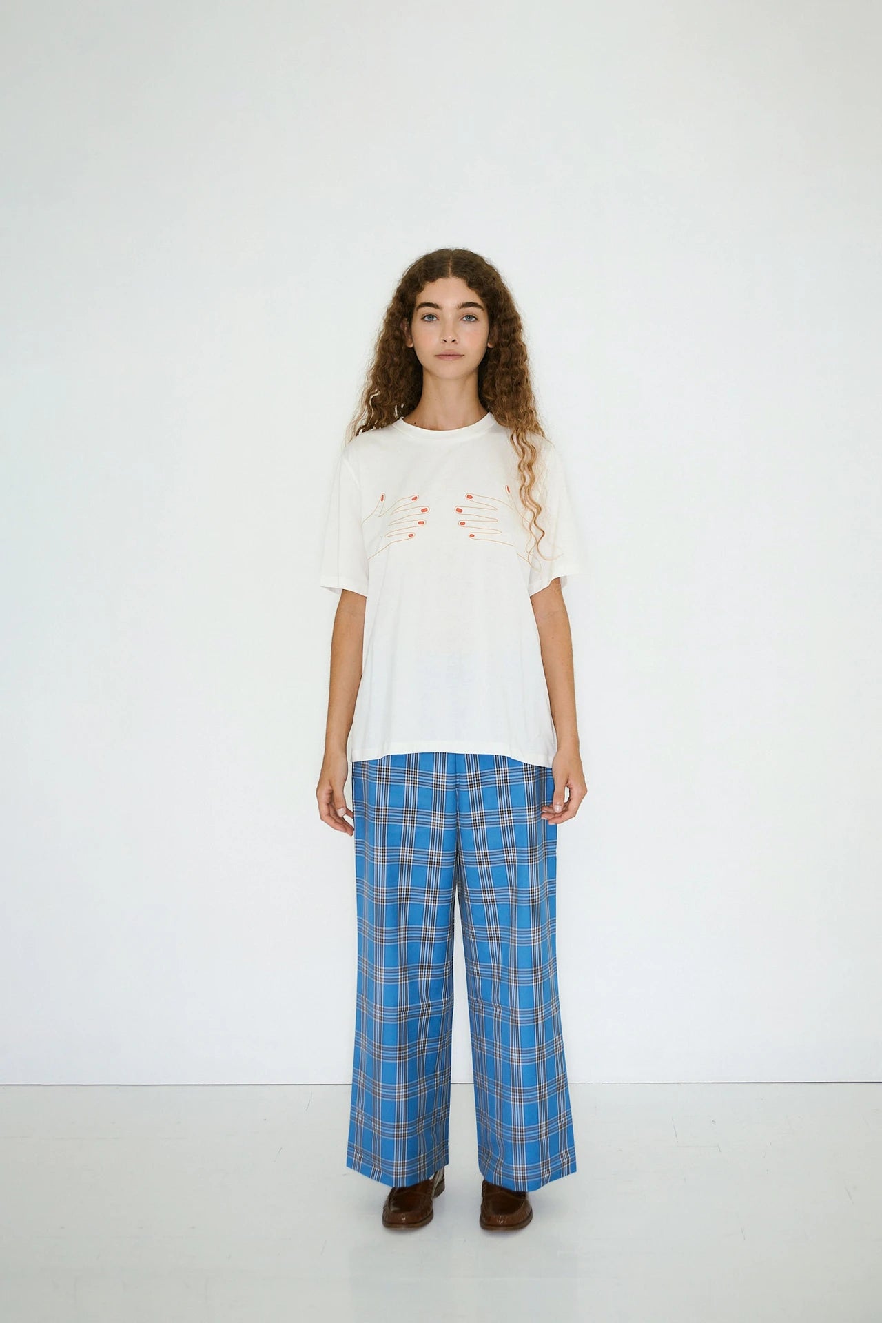 the tiny big sister check wide trouser