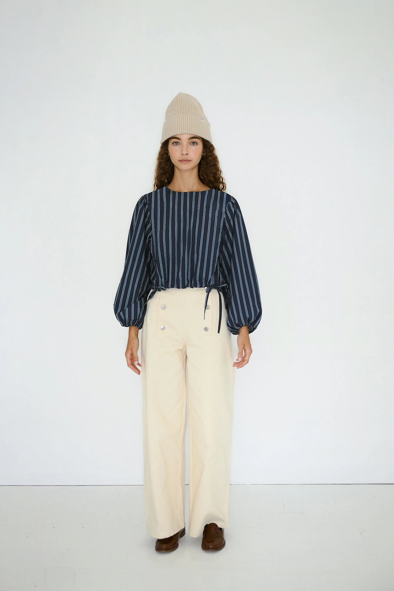 the tiny big sister striped puff sleeve blouse