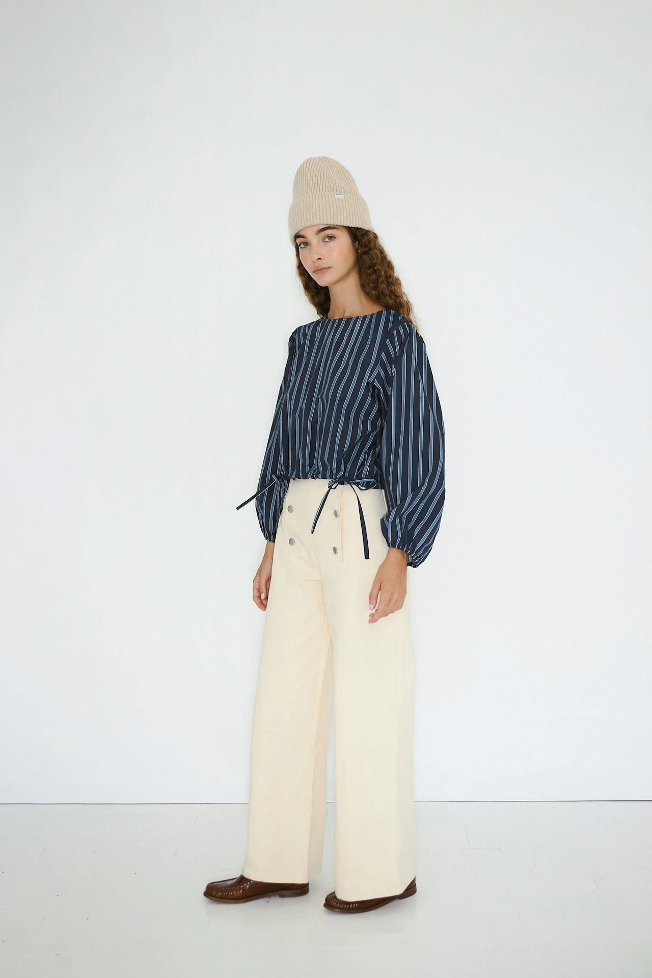 the tiny big sister striped puff sleeve blouse