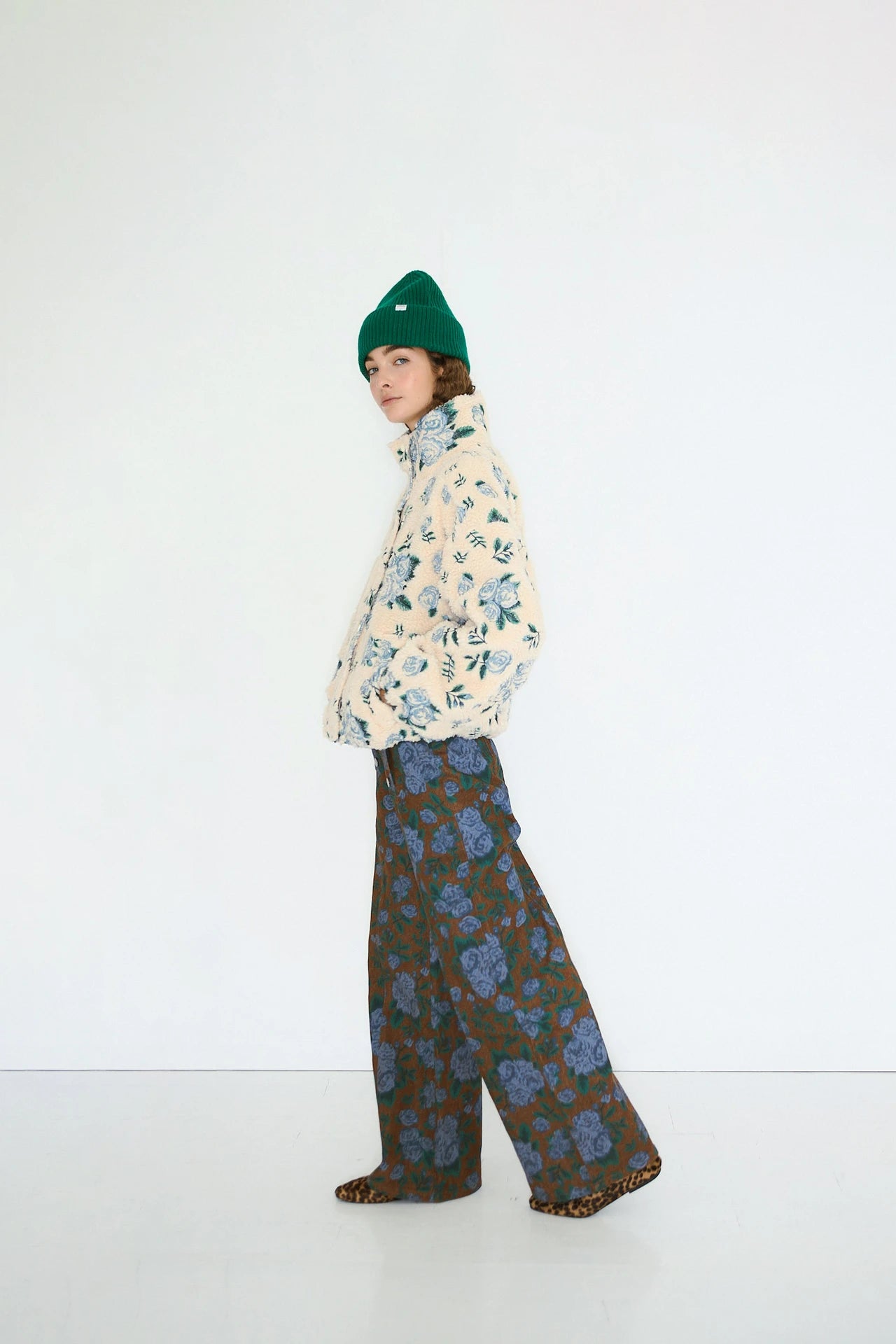 the tiny big sister embroidered roses sherpa jacket