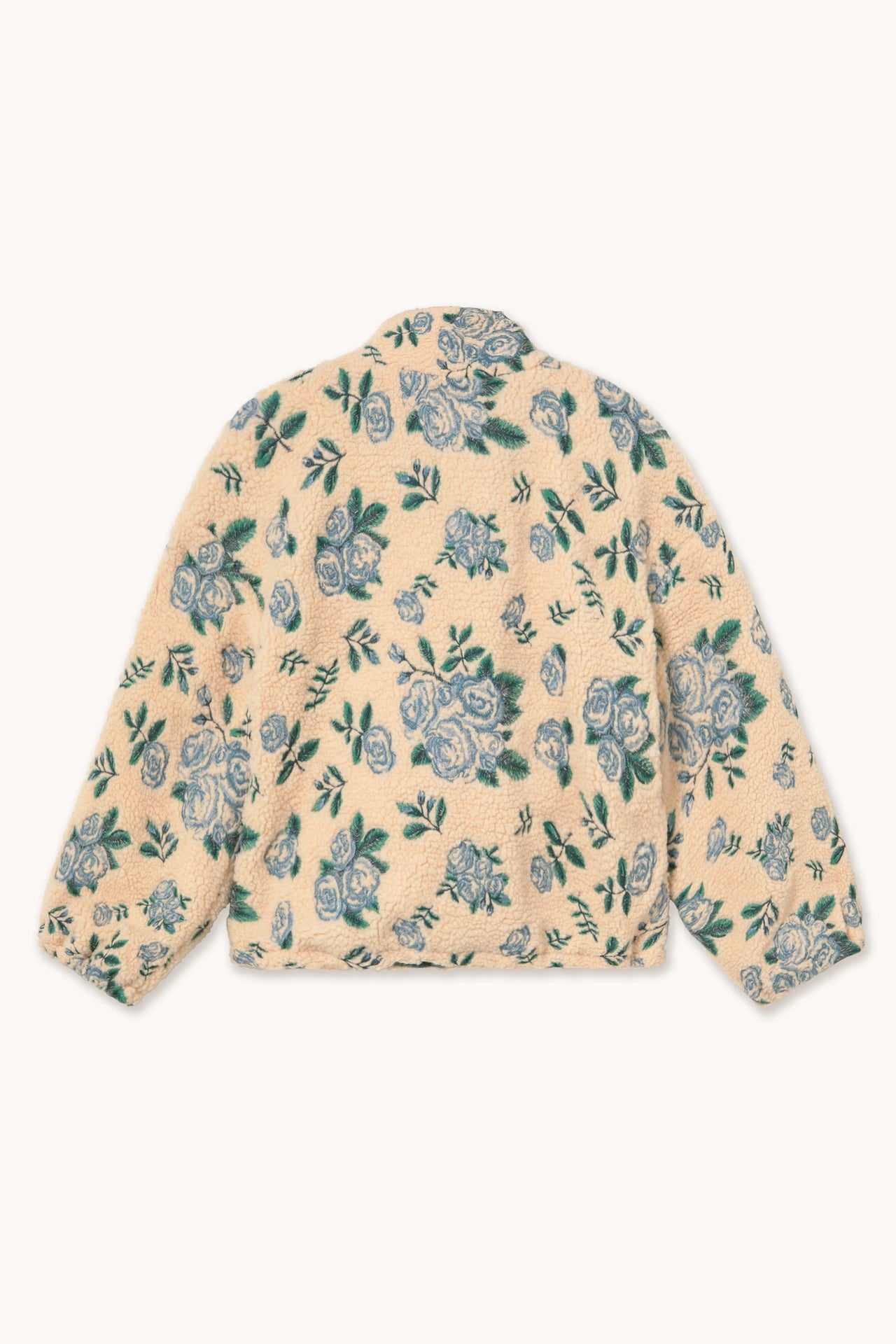 the tiny big sister embroidered roses sherpa jacket