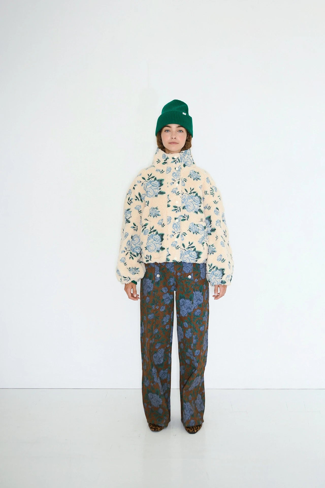 the tiny big sister embroidered roses sherpa jacket