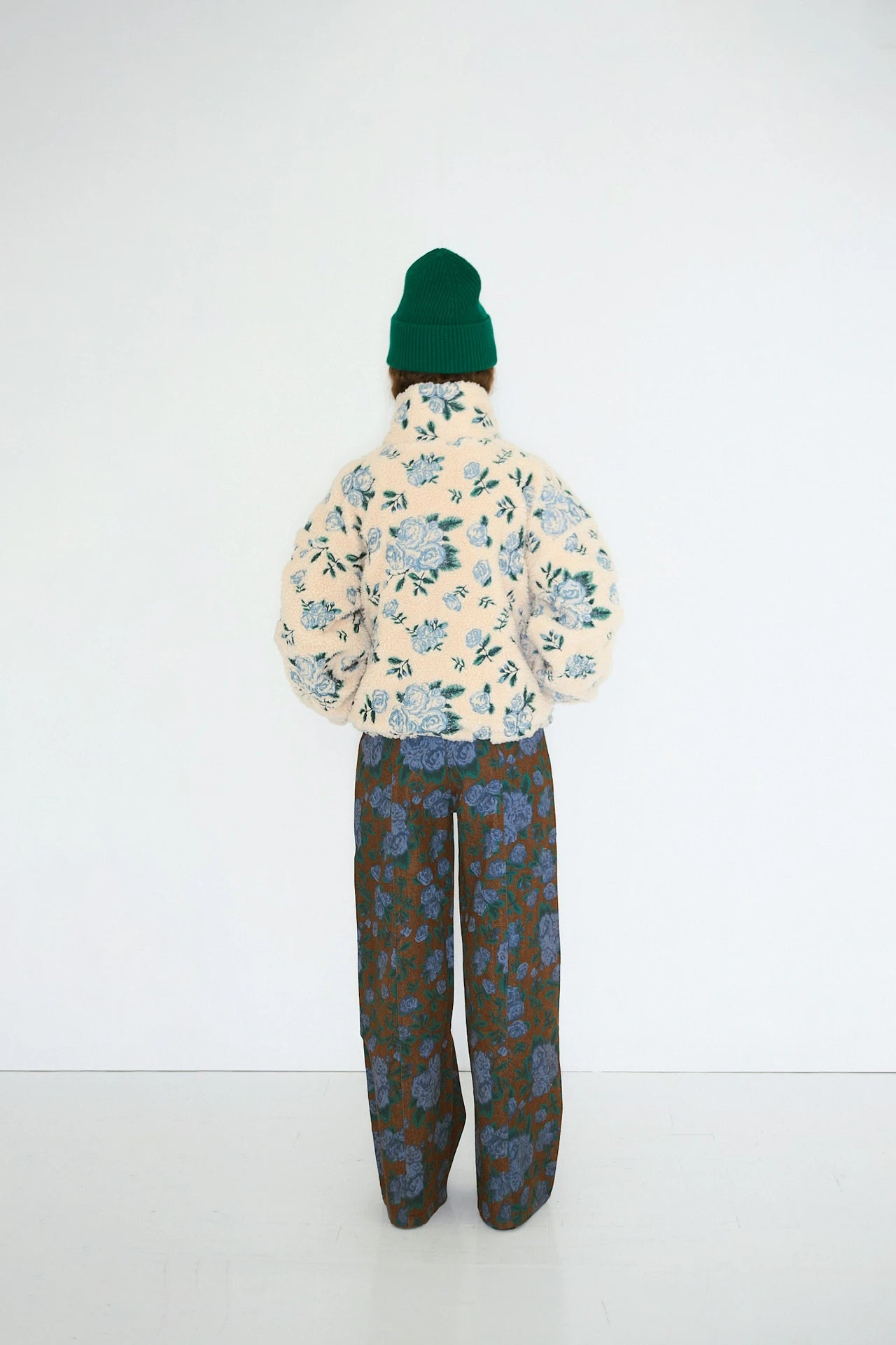 the tiny big sister embroidered roses sherpa jacket