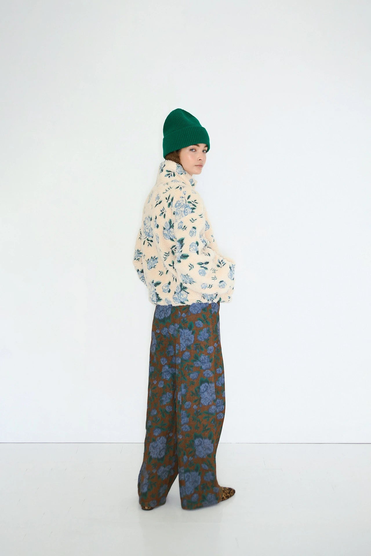 the tiny big sister embroidered roses sherpa jacket