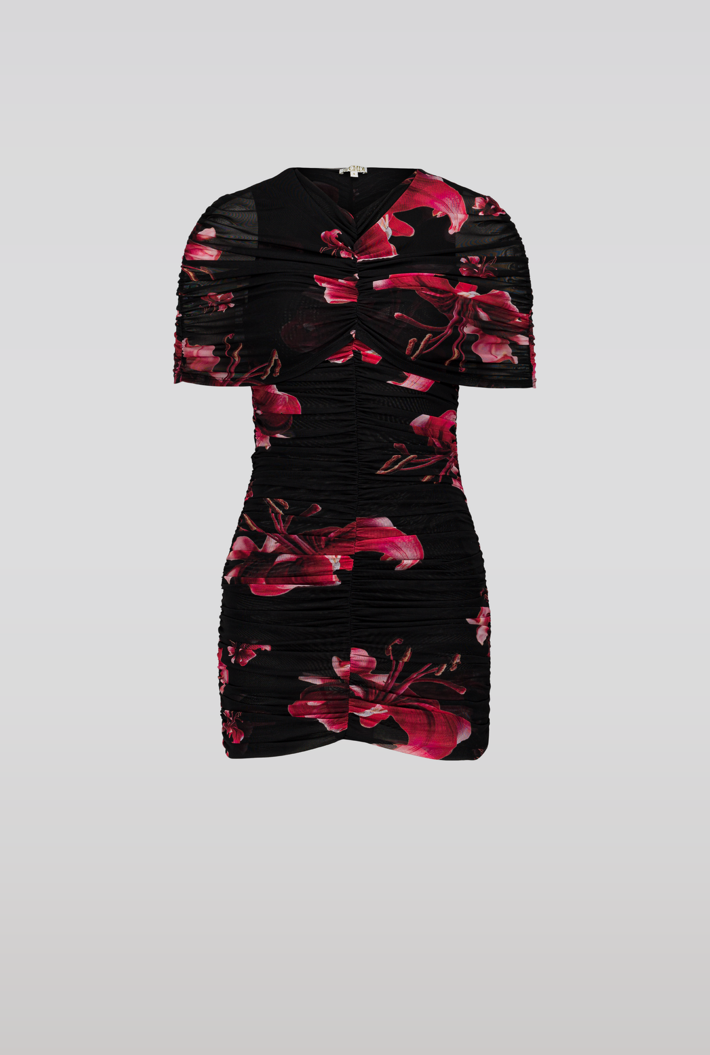 saemdi draped floral mini dress