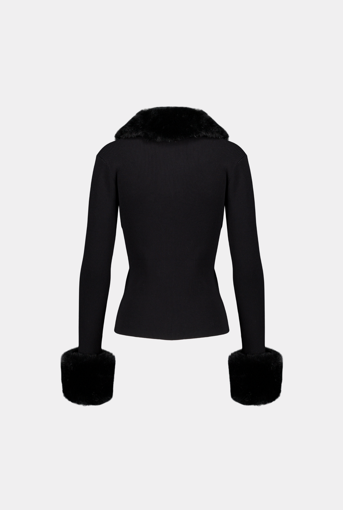 saemdi faux fur trim cardigan