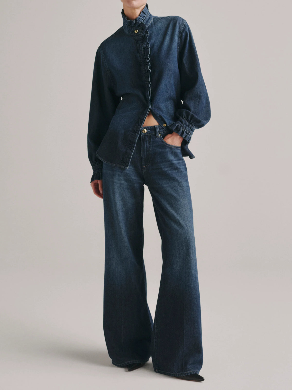 dl1961 ruffle denim shirt