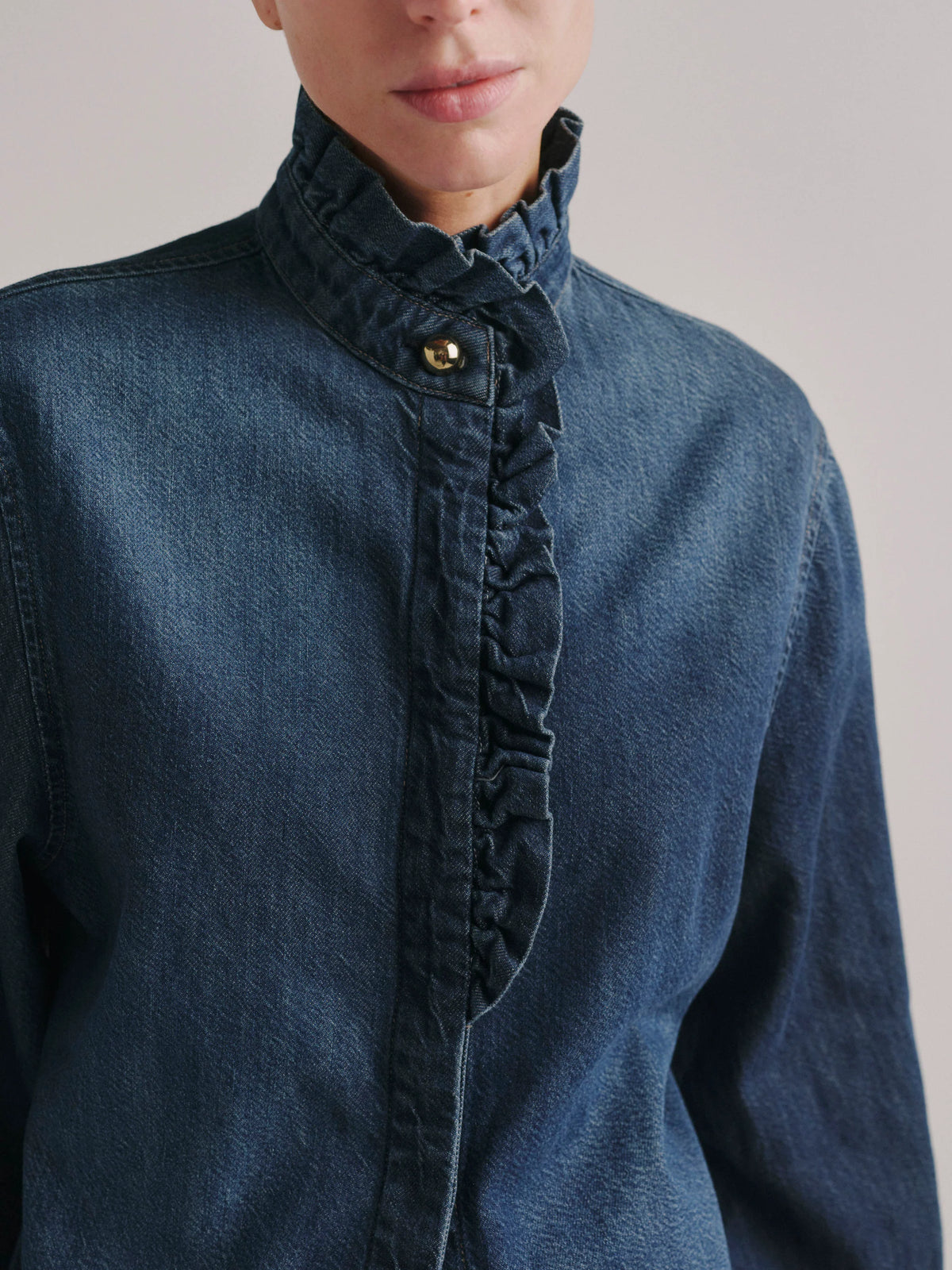 dl1961 ruffle denim shirt