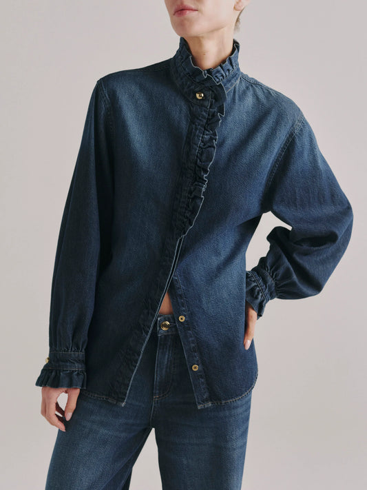 dl1961 ruffle denim shirt