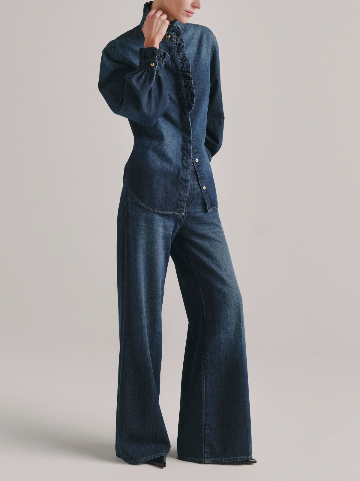 dl1961 ruffle denim shirt