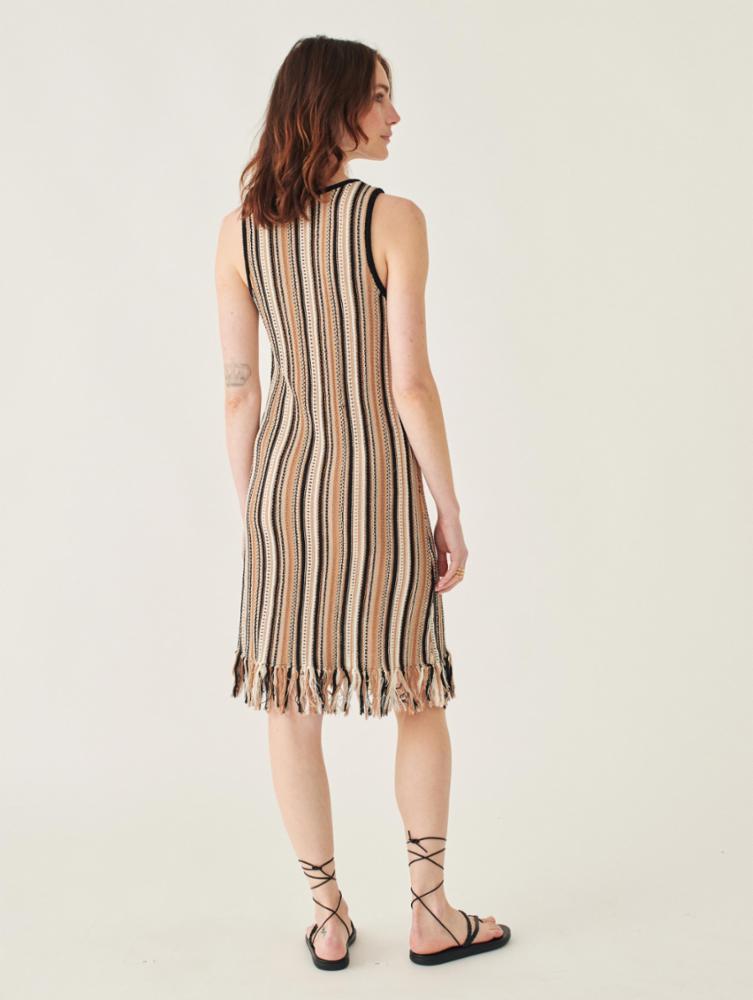 white+warren mercerized cotton fringe dress