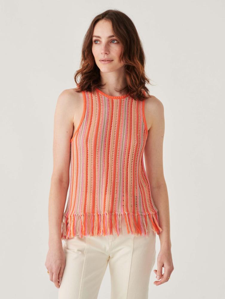 white+warren mercerized cotton fringe tank