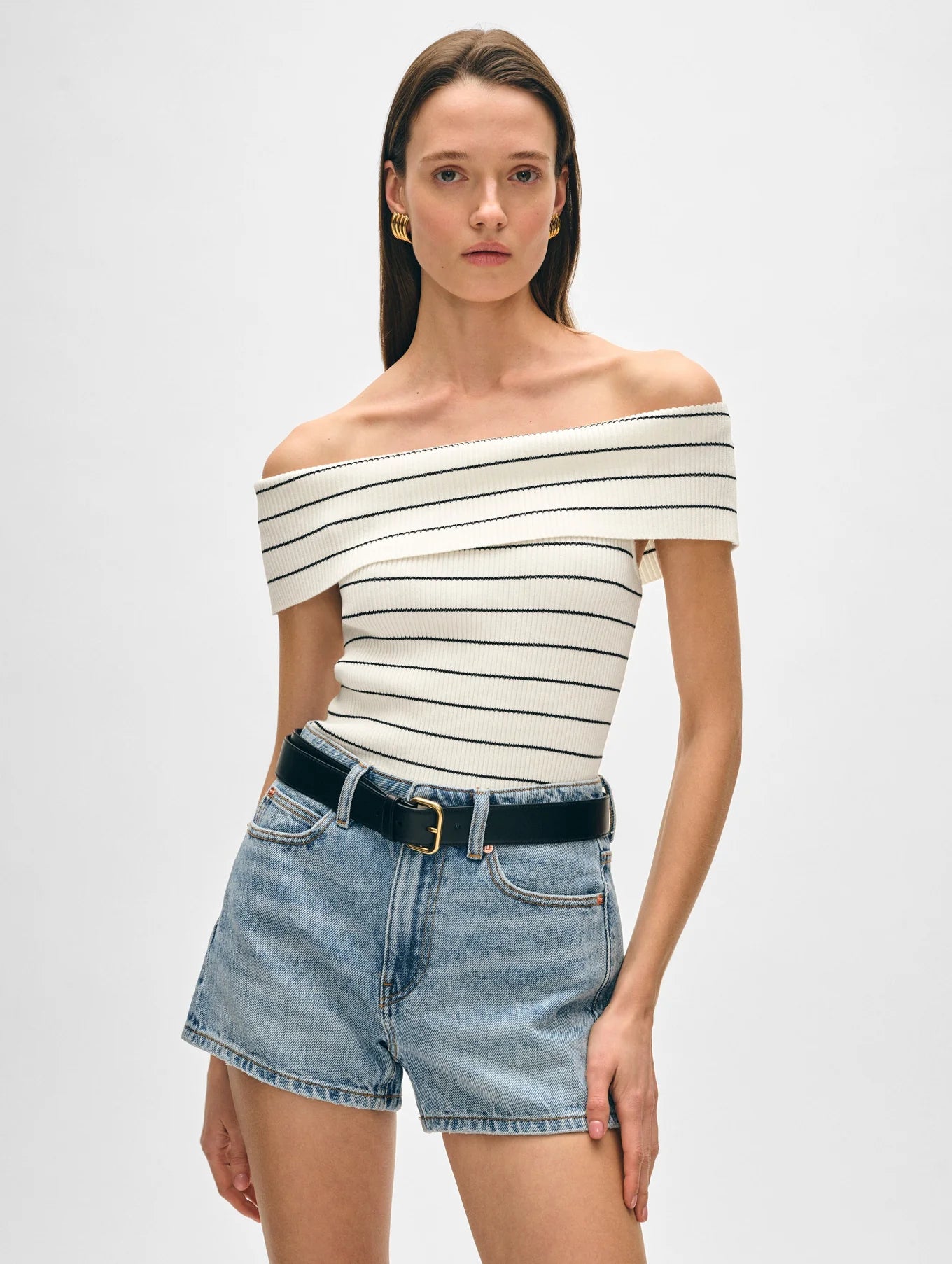 white+warren off the shoulder top