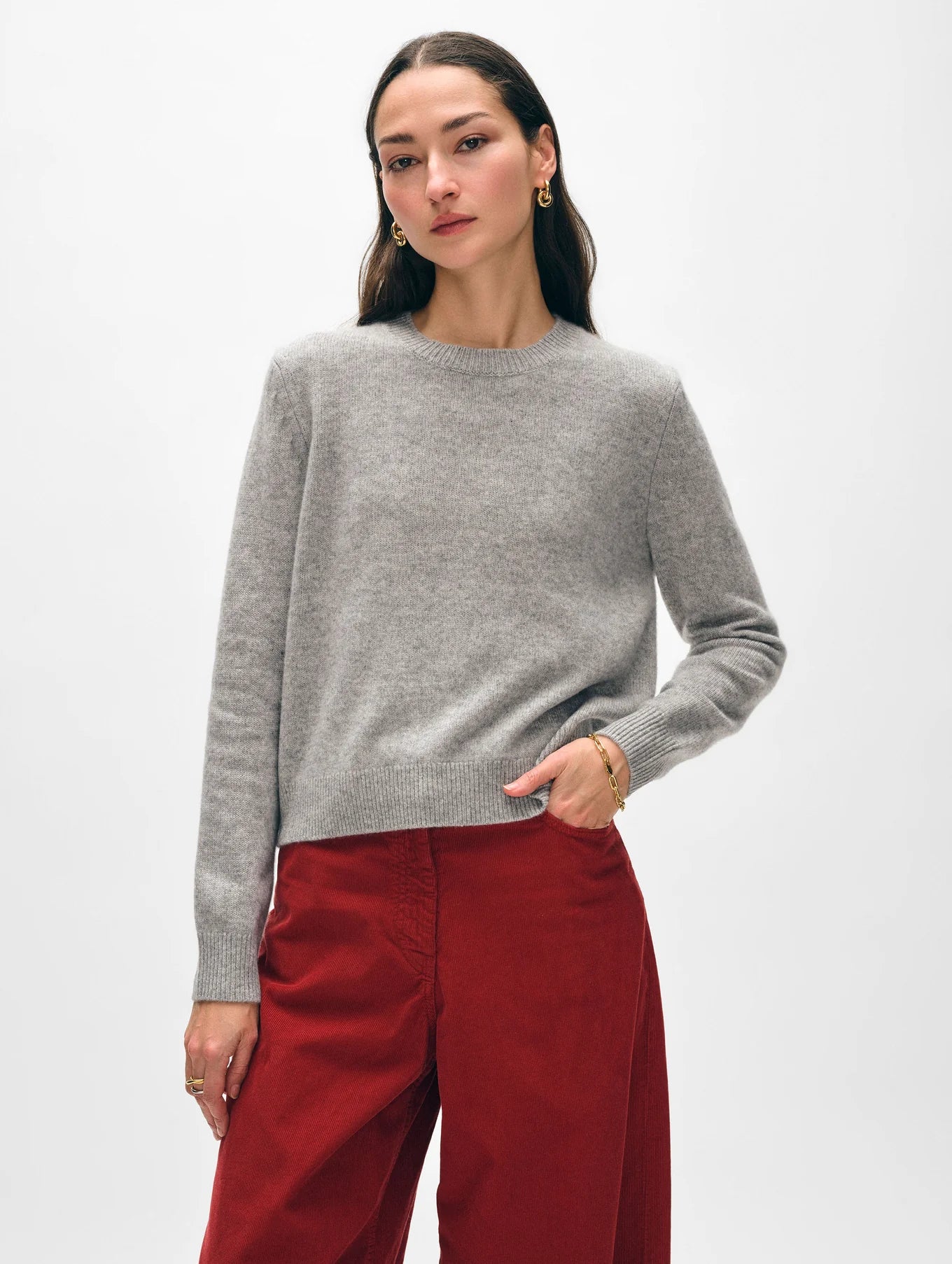 white+warren cashmere rib trim crewneck