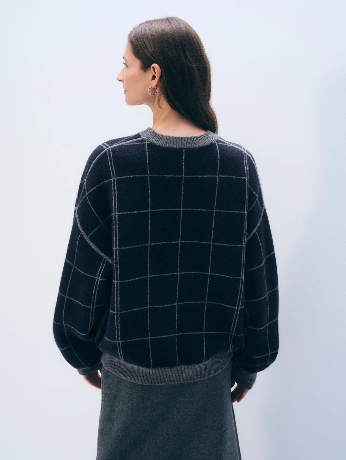 white+warren reversible cashmere blend windowpane sweatshirt