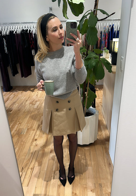 preloved white+warren cashmere rib trim crewneck