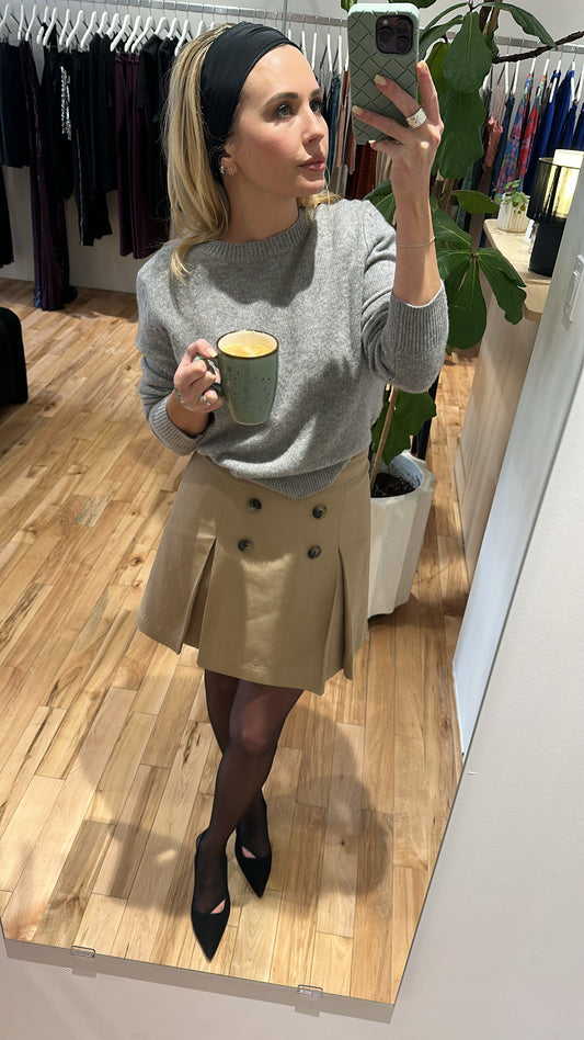 preloved white+warren cashmere rib trim crewneck