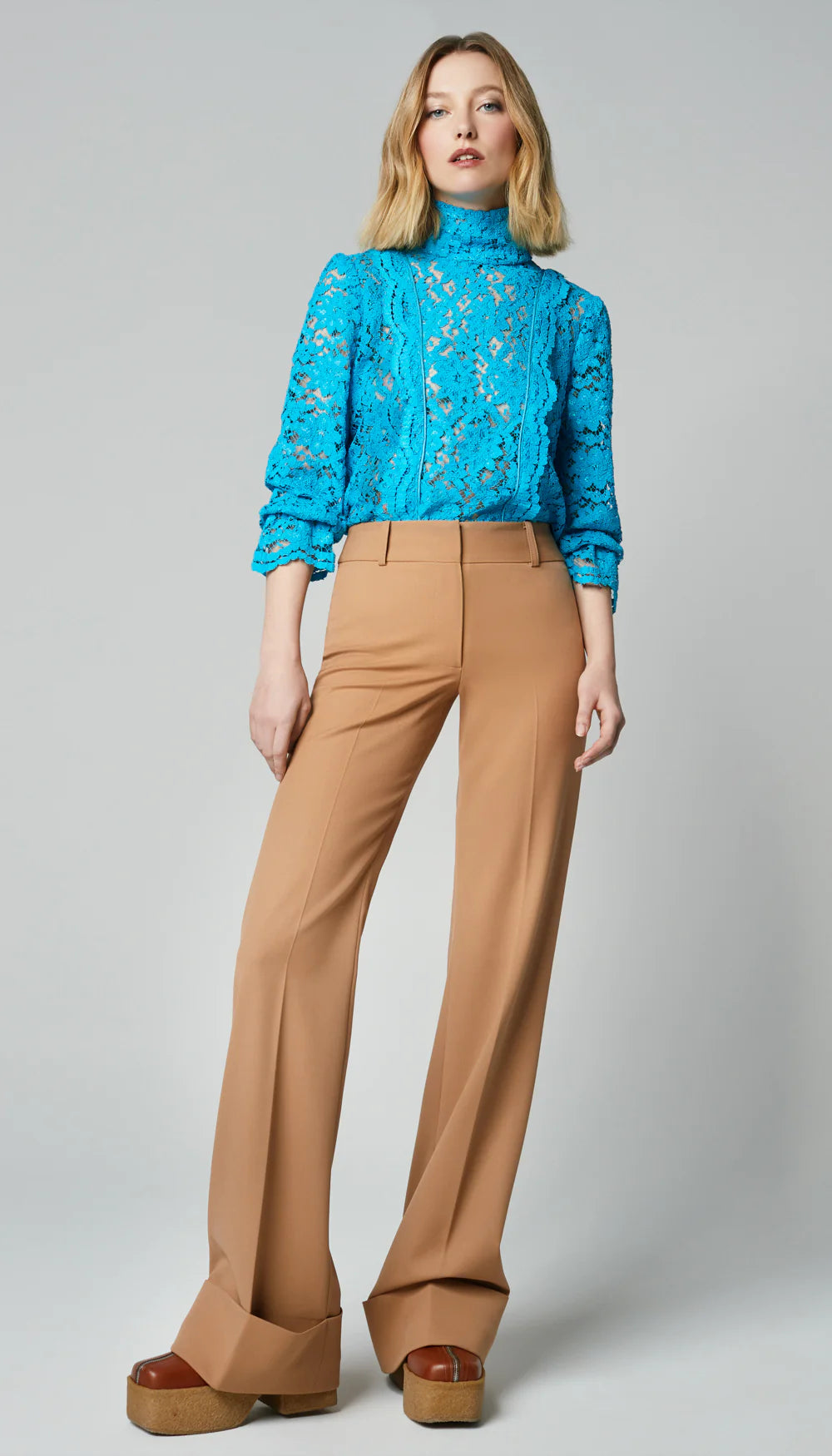 smythe wide leg cuffed trouser