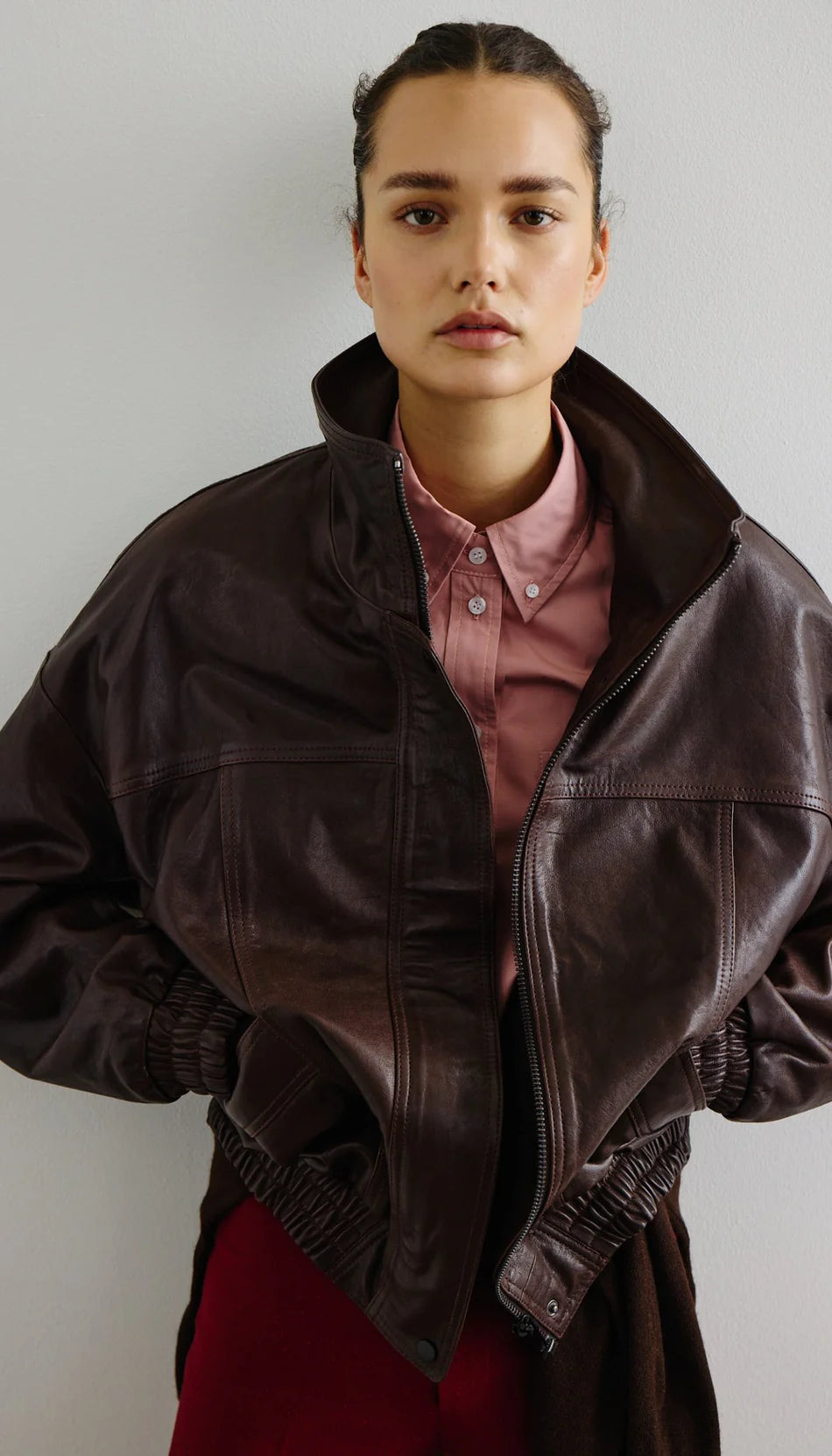 smythe oversized leather bomber