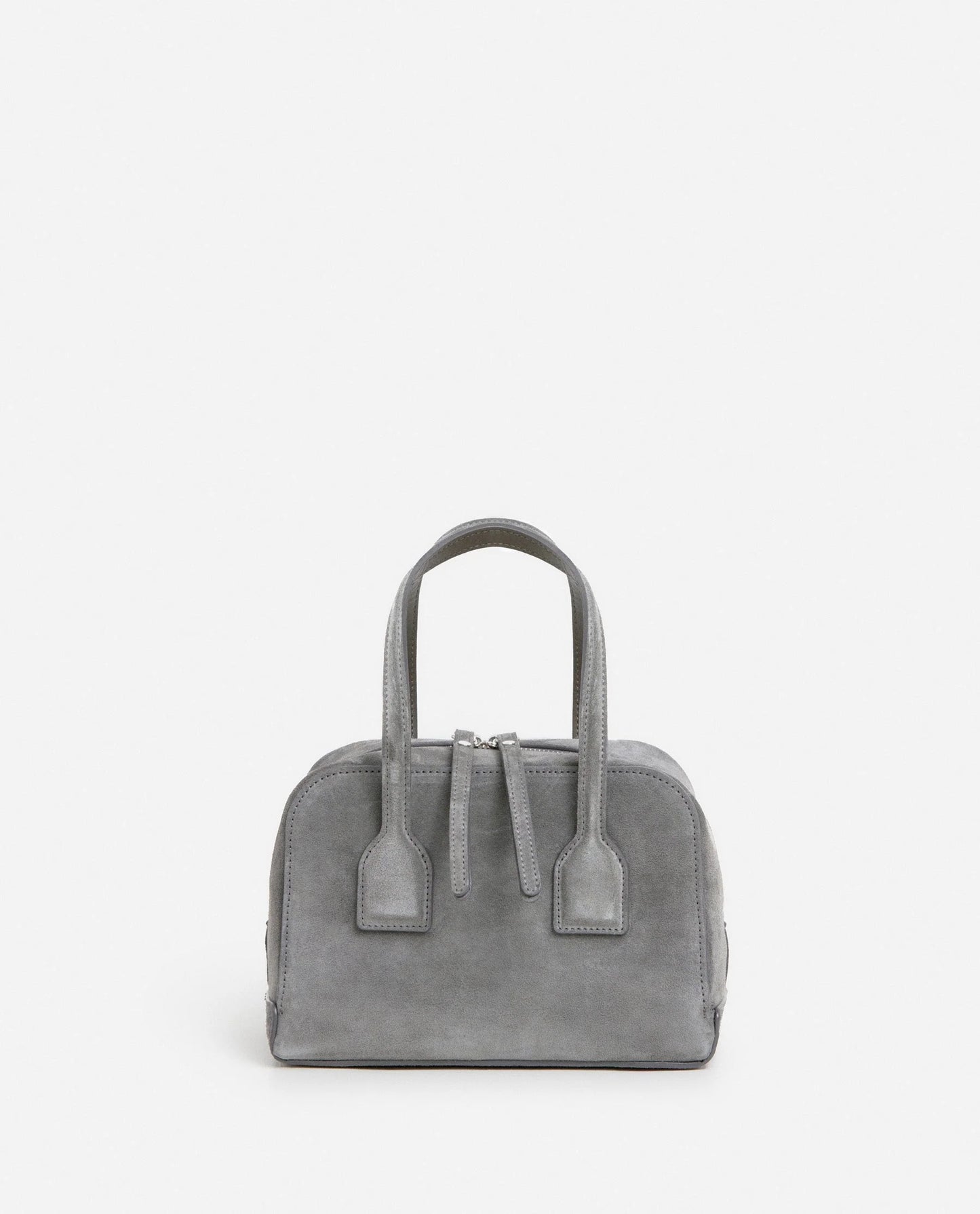 flattered laci suede mini bowler bag