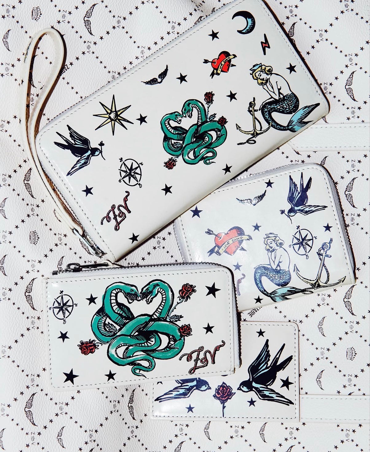 zadig&voltaire tattoo leather card holder