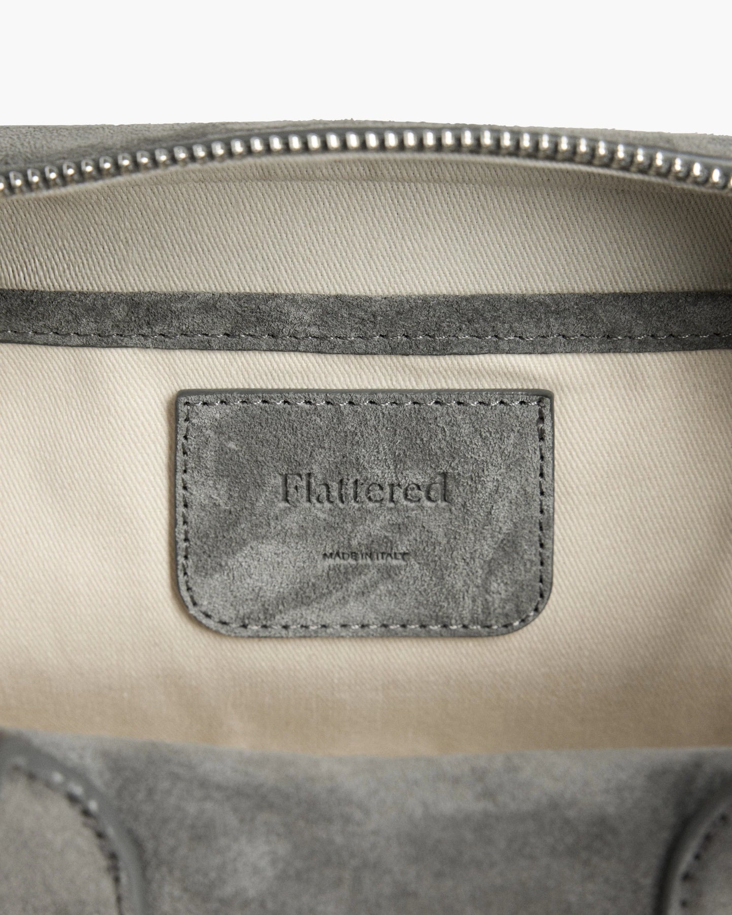 flattered laci suede mini bowler bag
