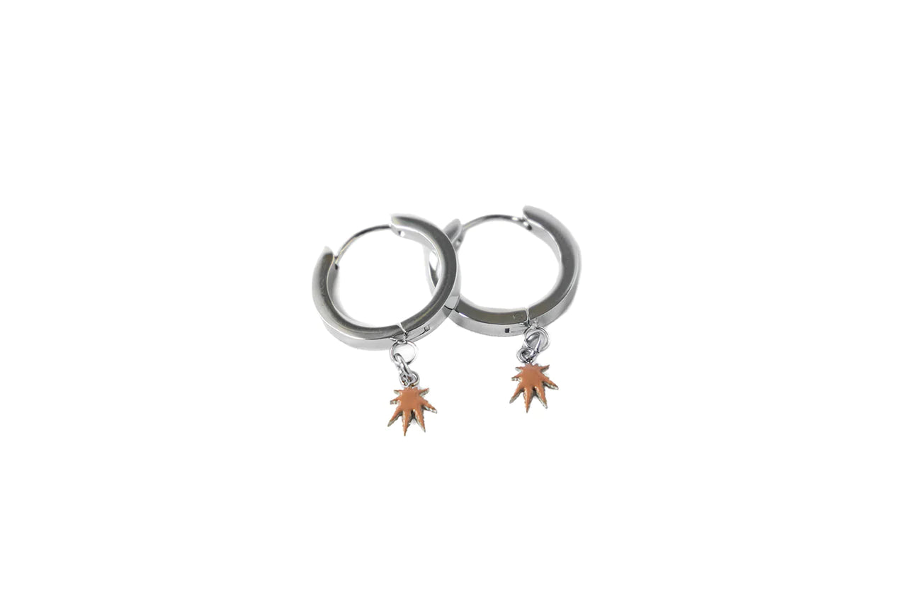 frankie smoke leaf charm hoops