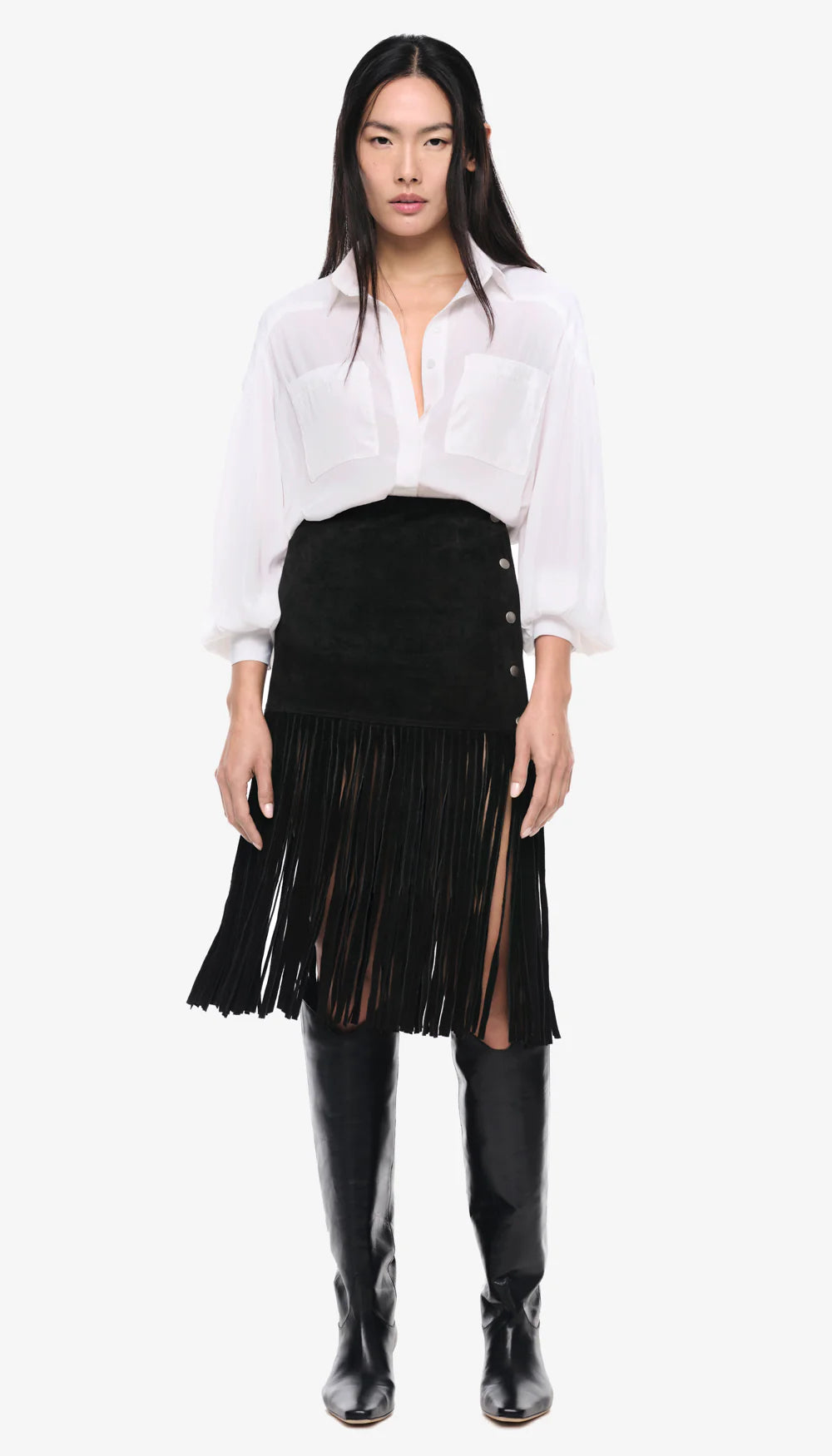 smythe suede fringe skirt