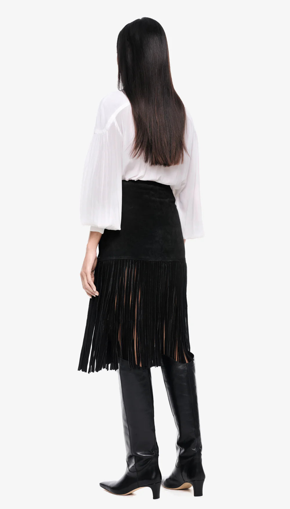 smythe suede fringe skirt