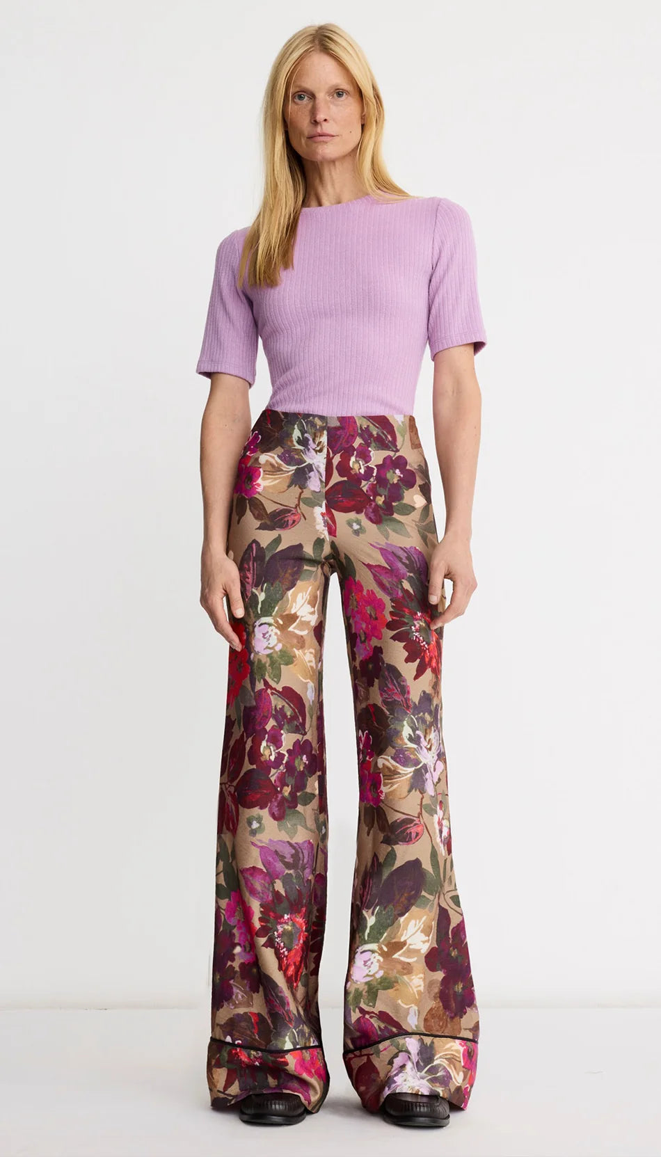 smythe piped side-zip palazzo pant