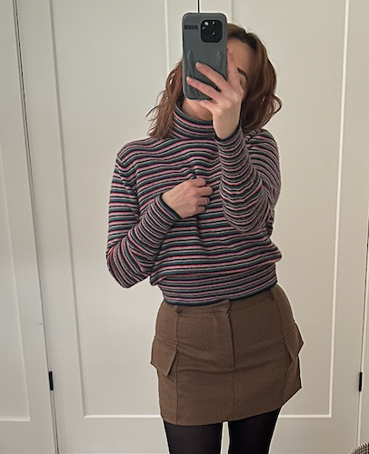 preloved white+warren cashmere striped turtleneck