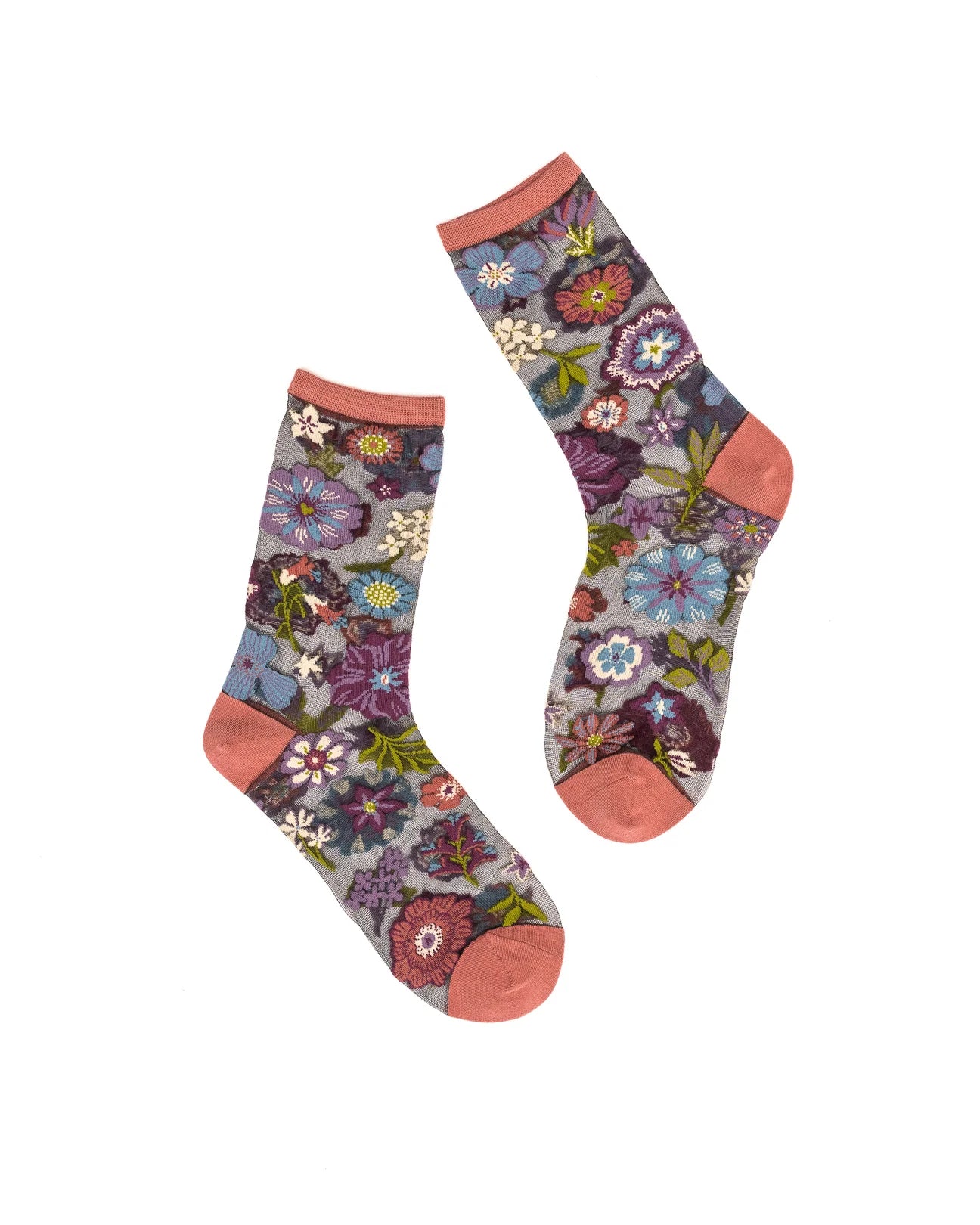 sock candy dark florals black sheer sock