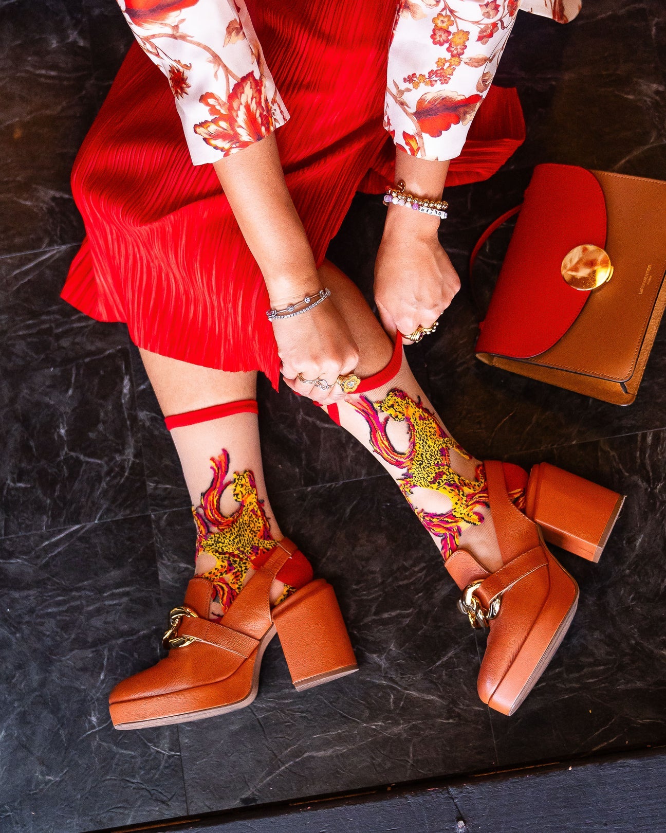 sock candy flaming cheetah sheer sock