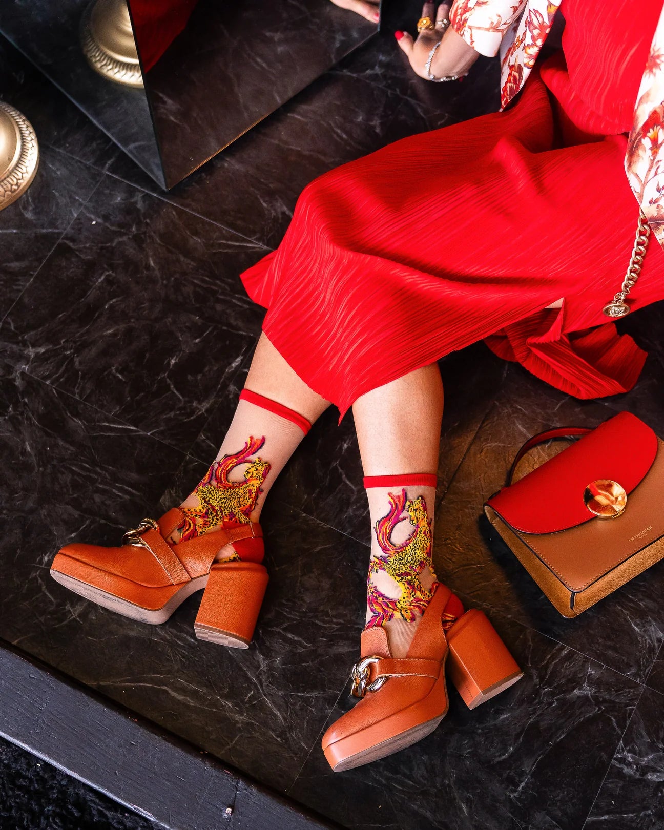 sock candy flaming cheetah sheer sock