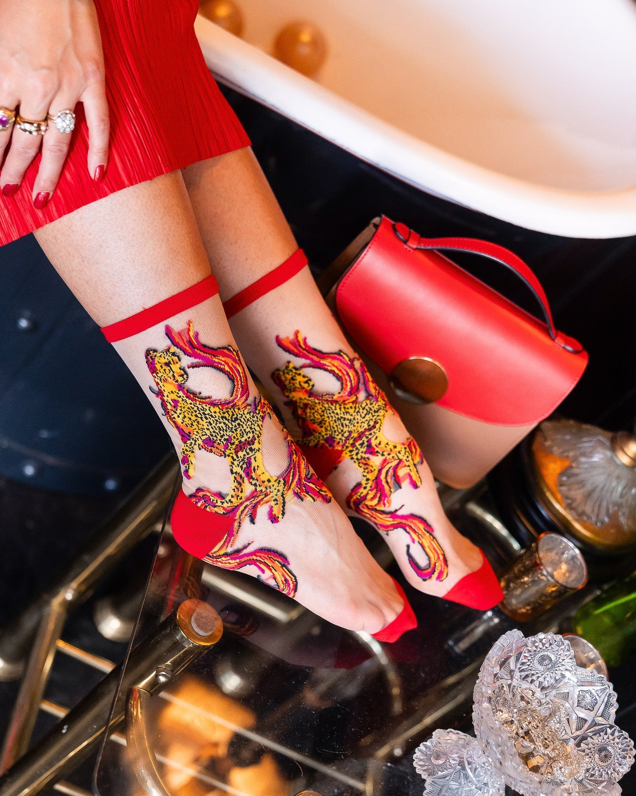 sock candy flaming cheetah sheer sock