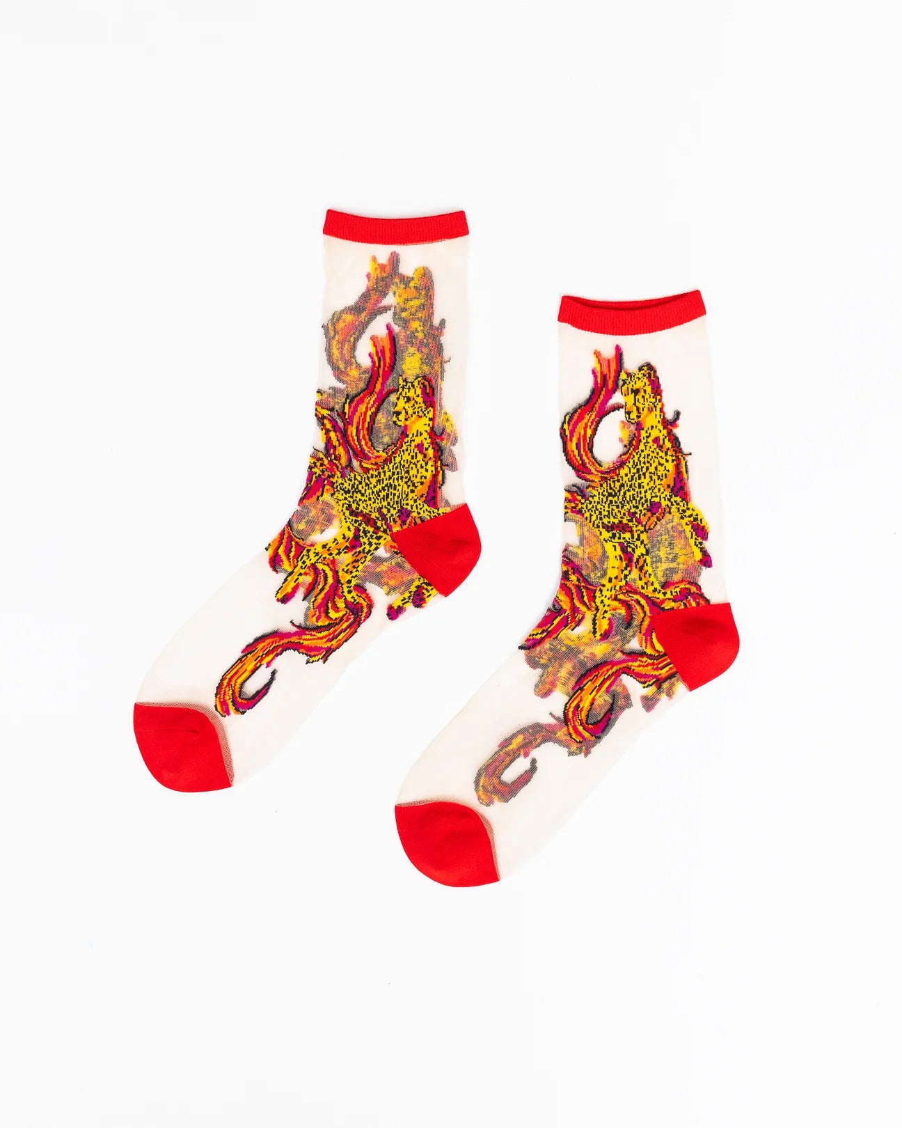 sock candy flaming cheetah sheer sock